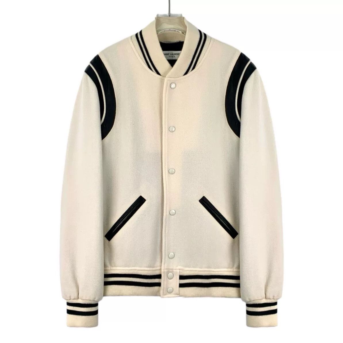 Saint Laurent Paris Yves Saint Laurent Cream Baseball Jacket Size US M / EU 48-50 / 2 - 1 Thumbnail