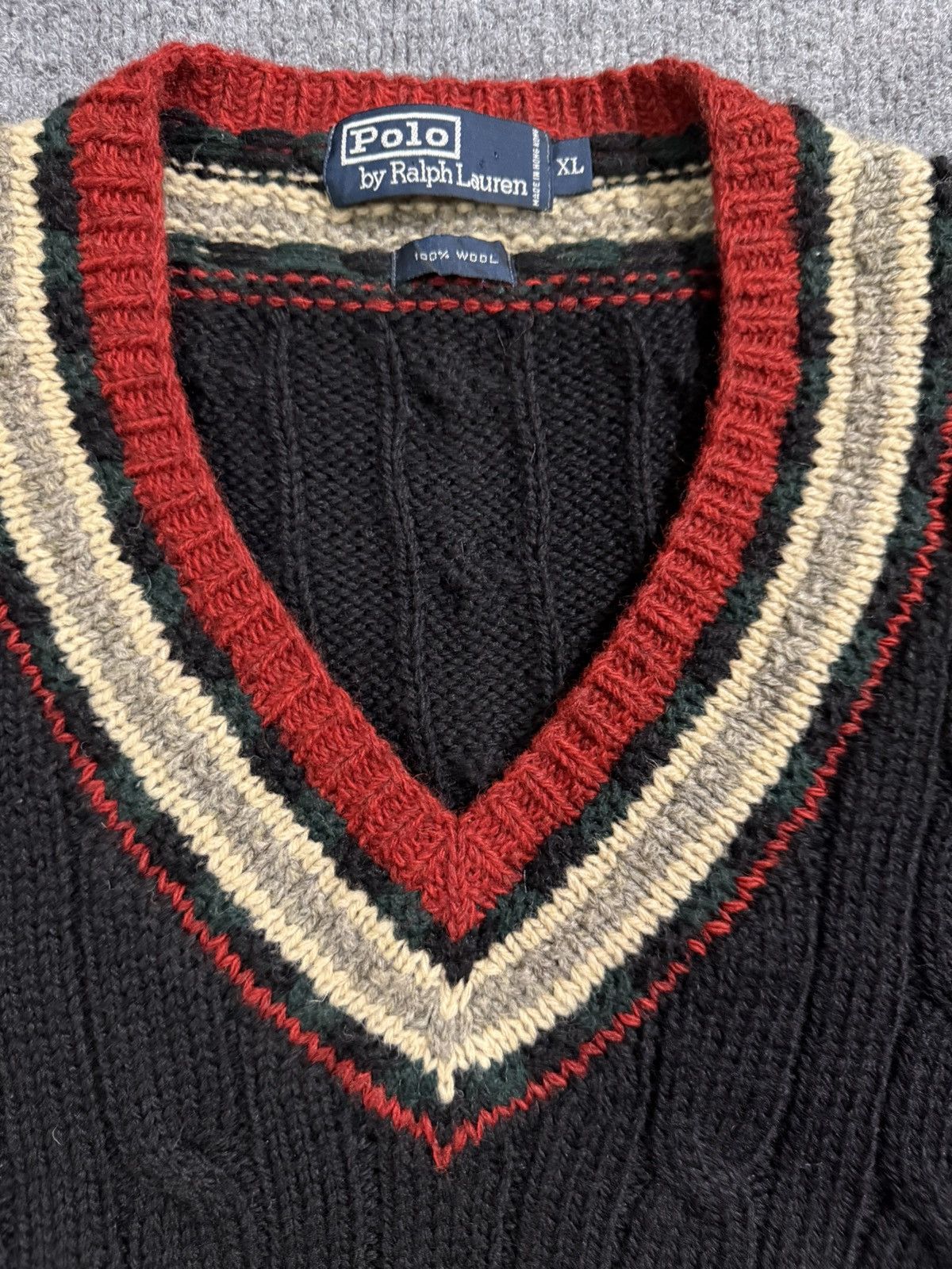 Polo Ralph Lauren Vintage Polo Ralph Lauren Cable Knit V-Neck XL Size US XL / EU 56 / 4 - 3 Thumbnail