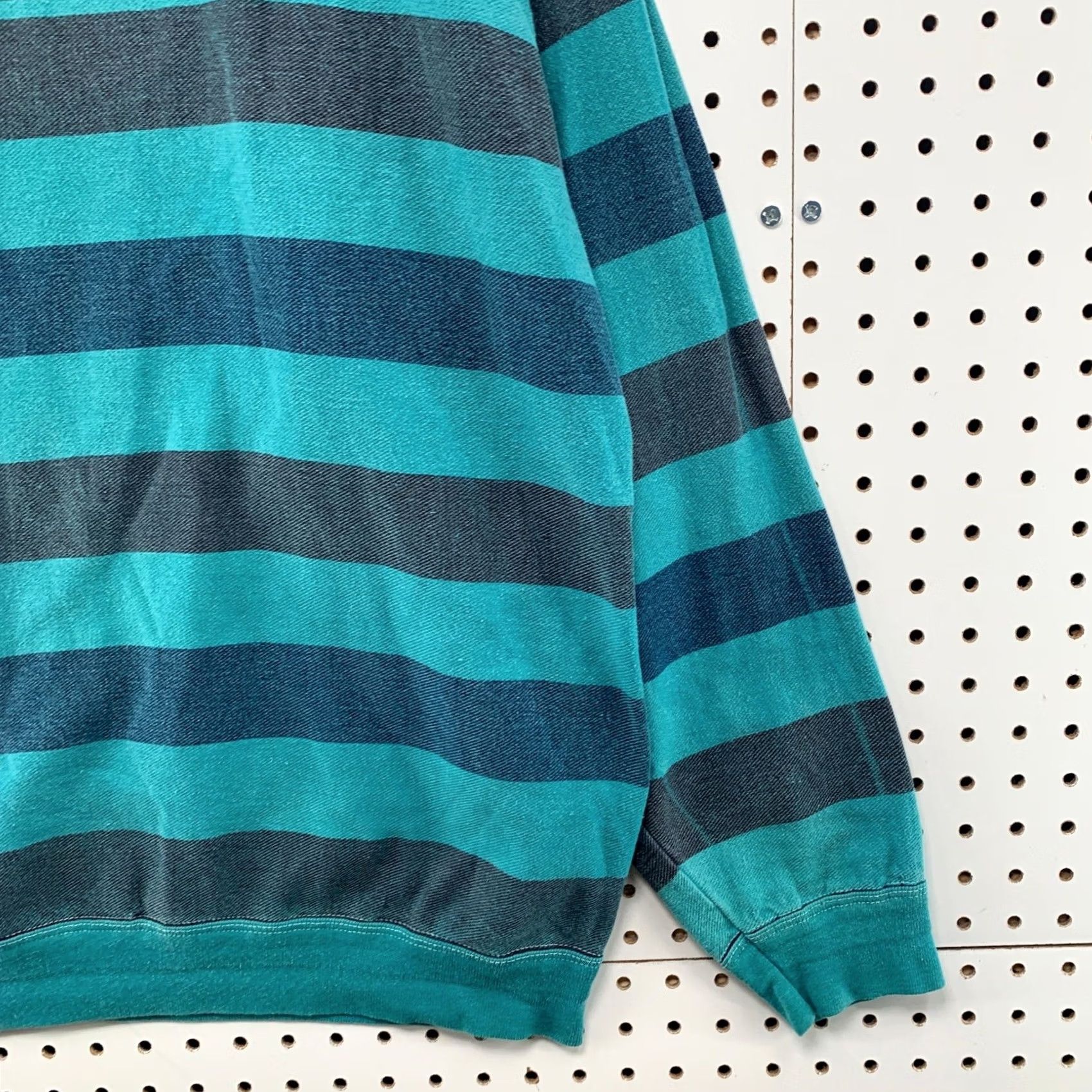 Vintage VINTAGE Structure Sweatshirt Mens M Teal Grey Striped 90s Made in USA Size US M / EU 48-50 / 2 - 7 Thumbnail
