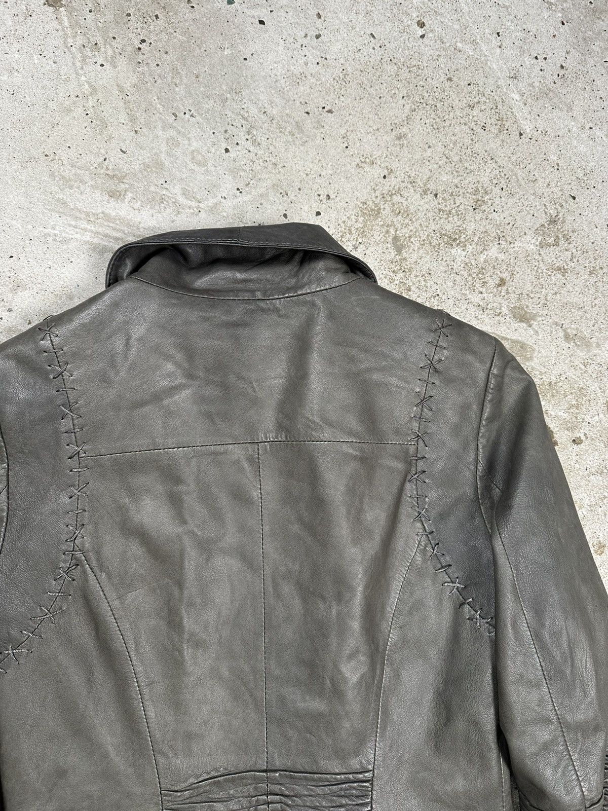 Japanese Brand Vintage Y2K Gray Genuine Leather Biker Moto Style Jacket Size XS / US 0-2 / IT 36-38 - 17 Thumbnail