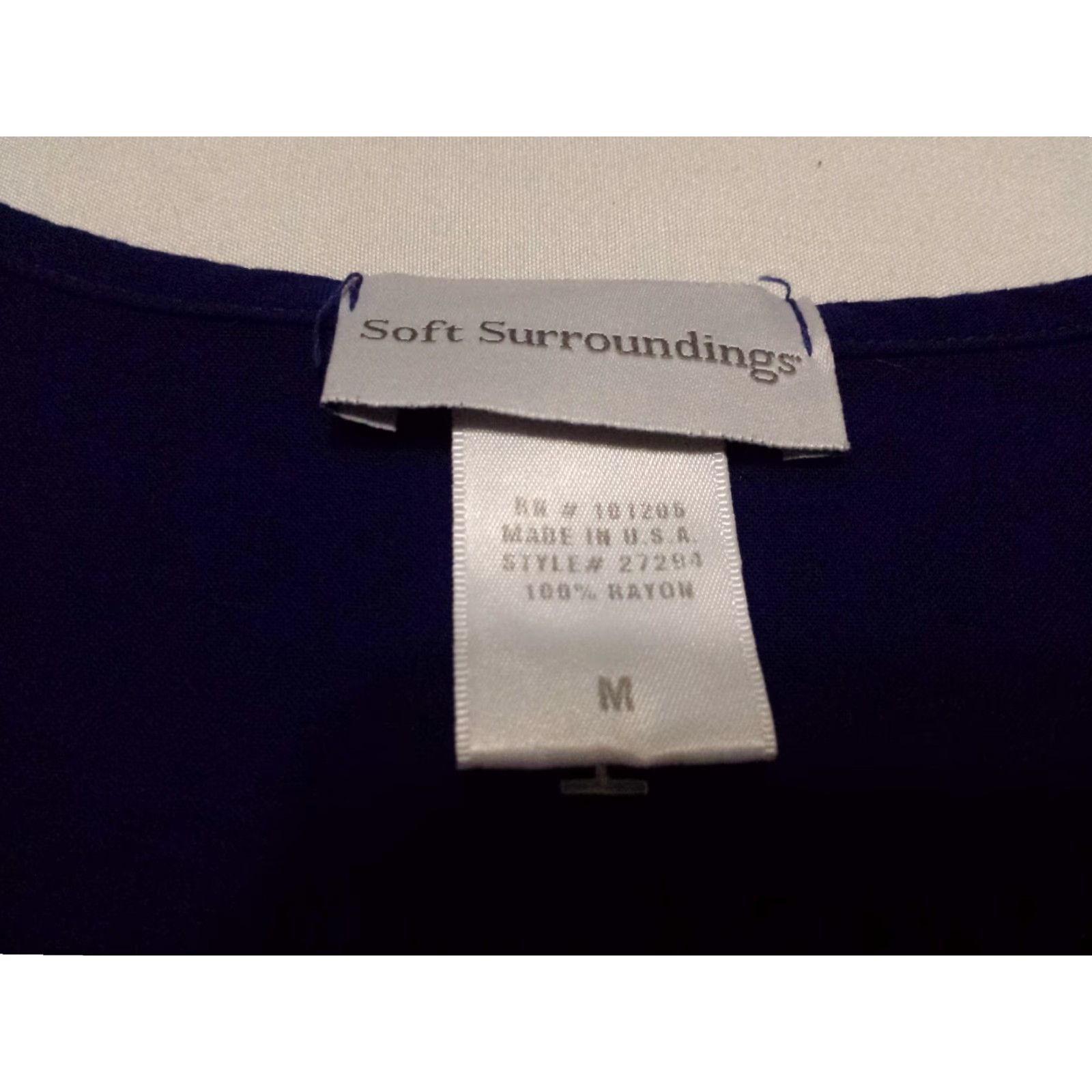Soft Surroundings Soft Surroundings Shirt Womens Medium Blue V-Neck Long Sleeve Rayon Blouse Size M / US 6-8 / IT 42-44 - 5 Thumbnail