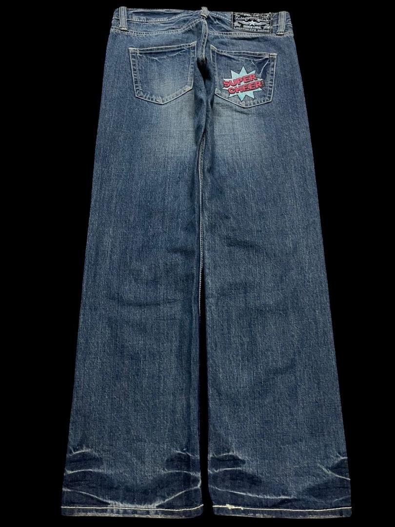 Japanese Brand 💥Sick💥Vintage Co&Lu Mudwash Super Cheere Print Denim Jeans Size US 31 - 2 Thumbnail