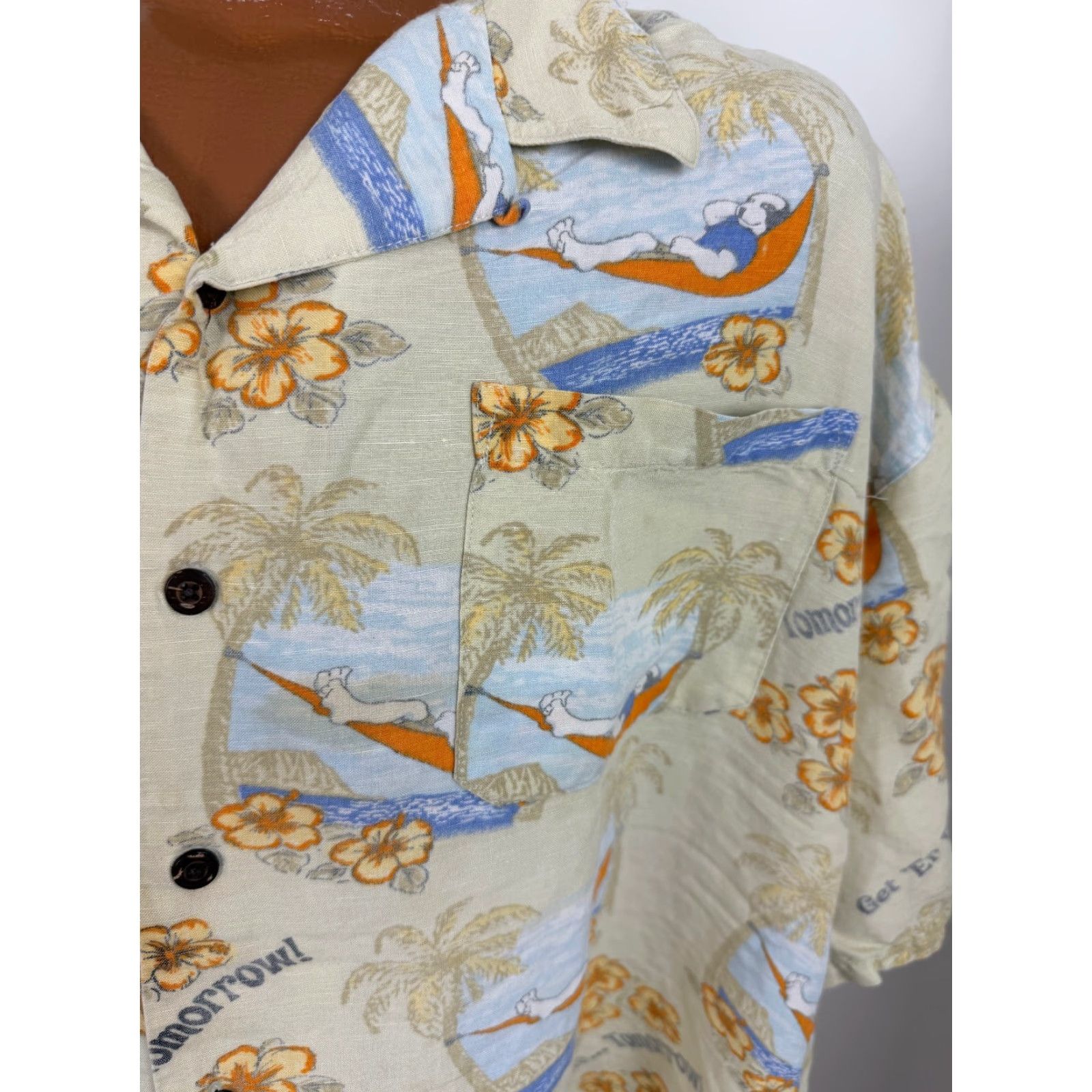 Big Dogs VINTAGE Big Dogs Camp Shirt 3XL Beige Linen Viscose Rayon Button-Up Short Sleeve Collared Hawaii Beach Tropical Mens Shirts Size US XXL / EU 58 / 5 - 2 Thumbnail