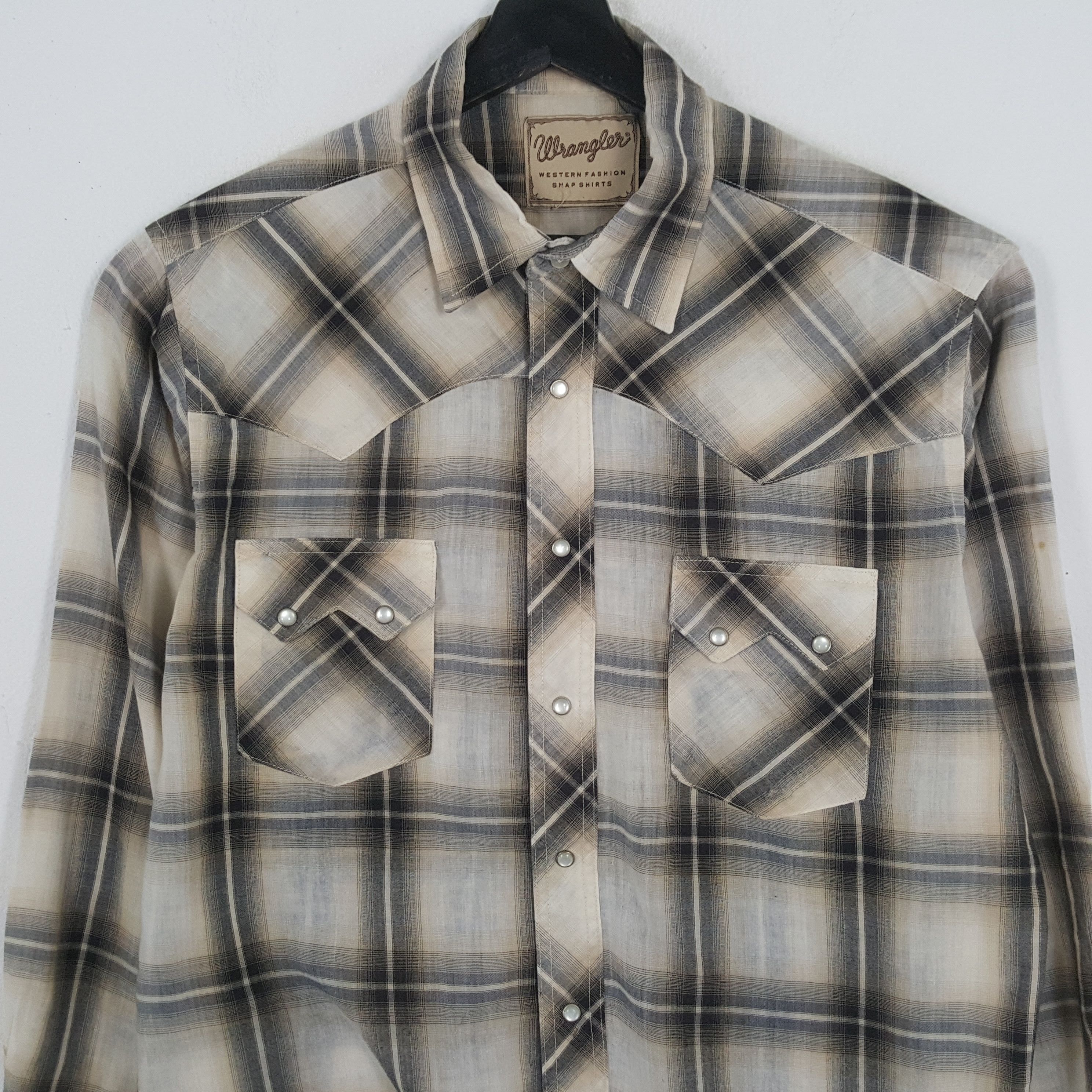 Vintage × Wrangler WRANGLER Classic Style Double Pocket Casual Shirt Size US L / EU 52-54 / 3 - 2 Thumbnail