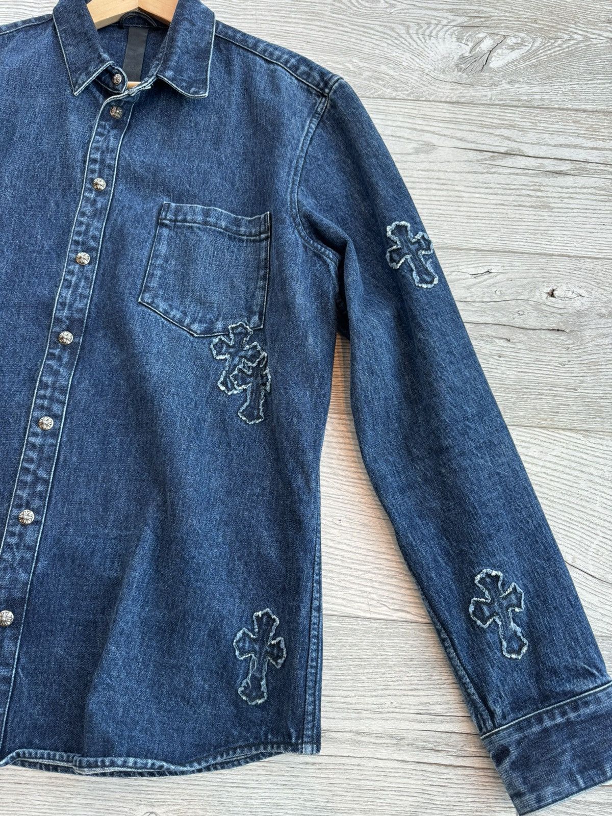 Chrome Hearts Chrome Hearts Denim Cross Patch Overshirt Size US XXL / EU 58 / 5 - 2 Thumbnail
