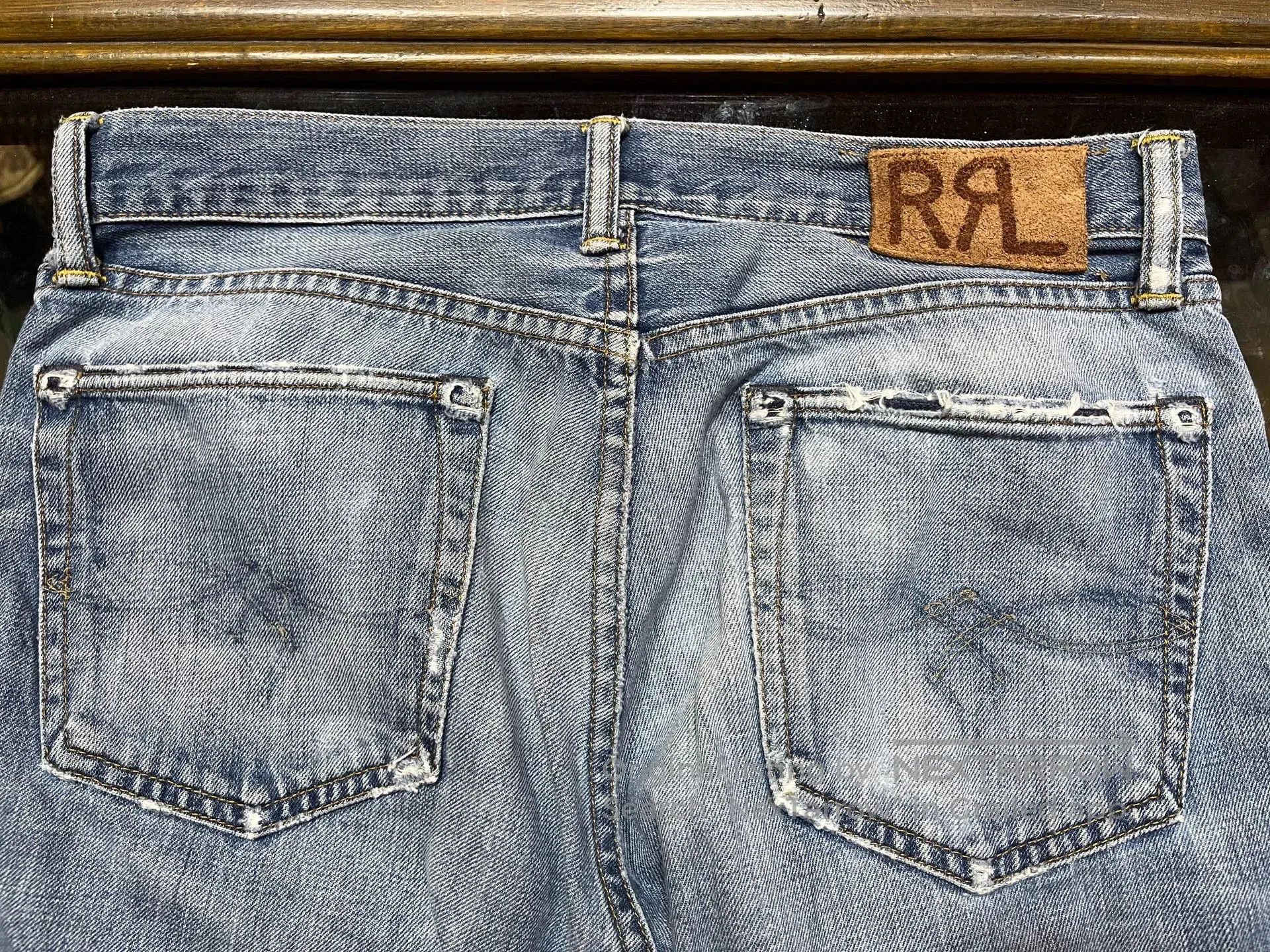 RRL Ralph Lauren distressed rrl blue denim jeans for men. Size US 29 - 9 Thumbnail