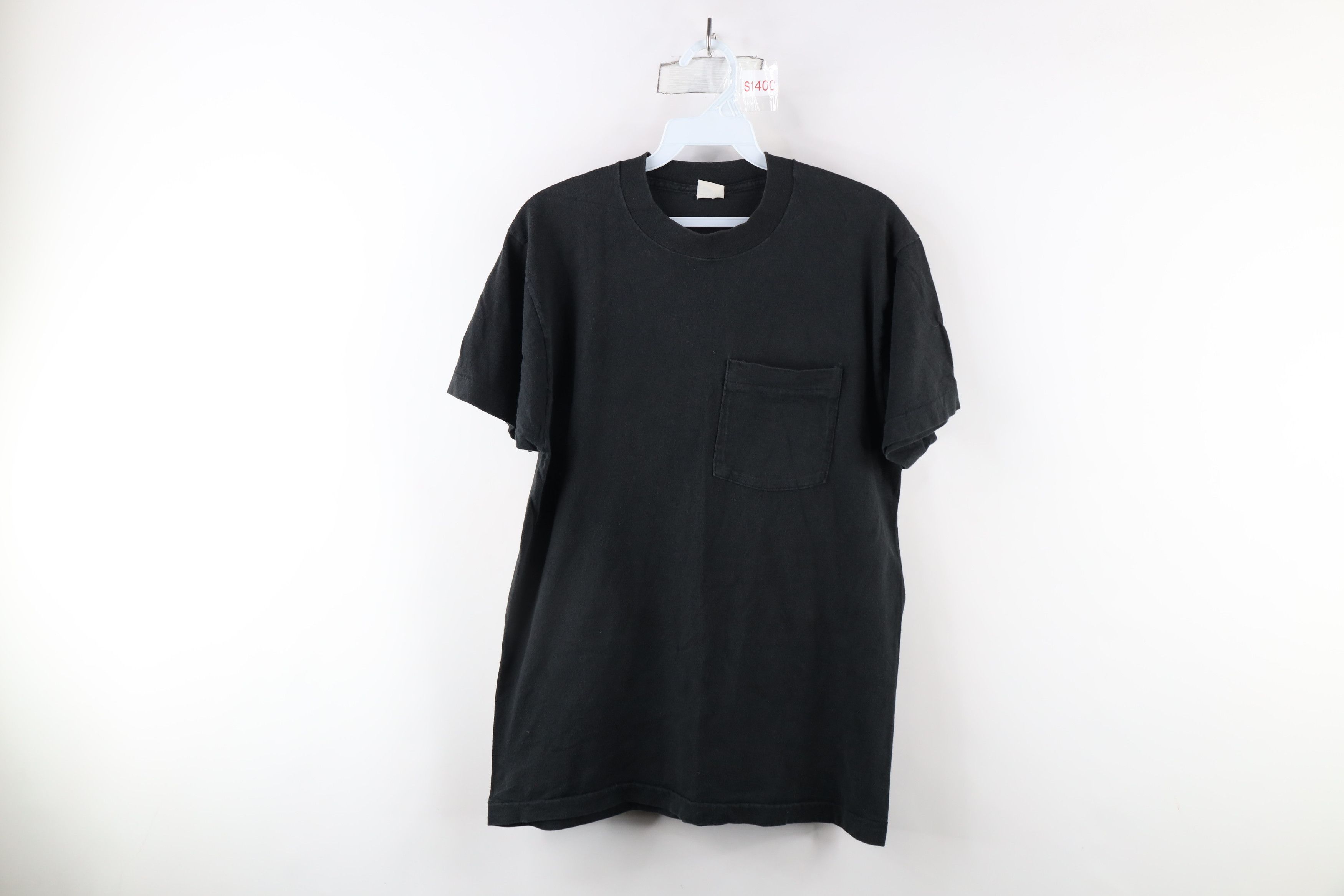 Vintage Vintage 90s Streetwear Blank Pocket T-Shirt Black Cotton USA Size US M / EU 48-50 / 2 - 1 Thumbnail