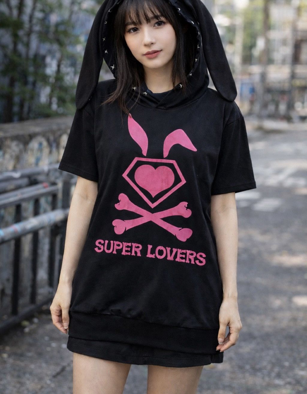 Super Lovers Super Lovers Bunny Hoodie Black Pink Logo Y2K Japan Size M / US 6-8 / IT 42-44 - 10 Thumbnail