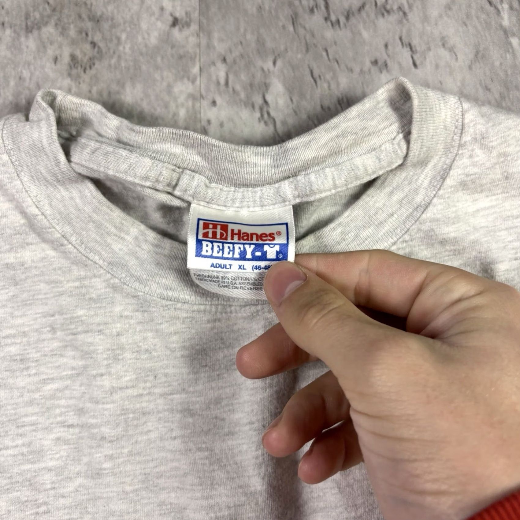 Hanes VINTAGE Funny Quote Text T Shirt Art Crewneck XL 90s Hanes Gray Cotton Graphic Print Short Sleeve Mens Size US L / EU 52-54 / 3 - 5 Thumbnail