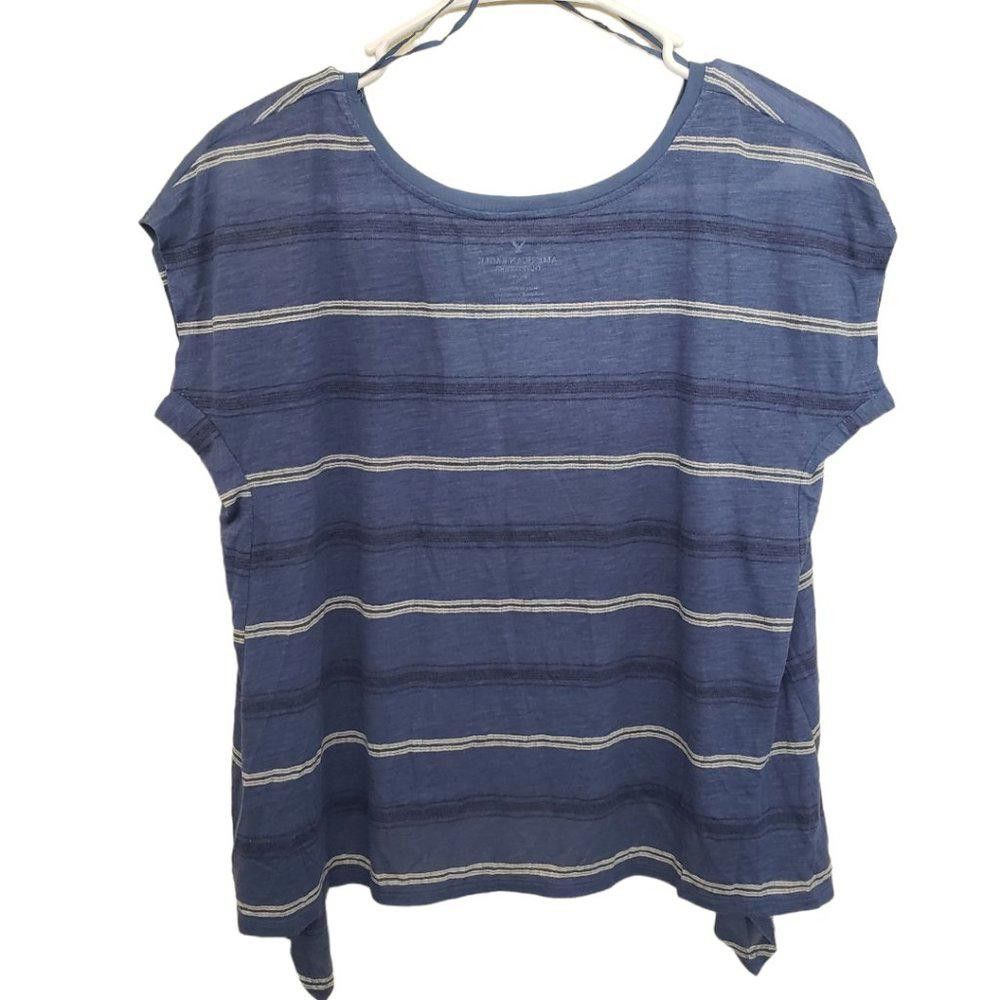 Designer CT541 AEO NWT Blue Ladies Short Sleeve Striped T-shirt XS Size XS / US 0-2 / IT 36-38 - 2 Thumbnail
