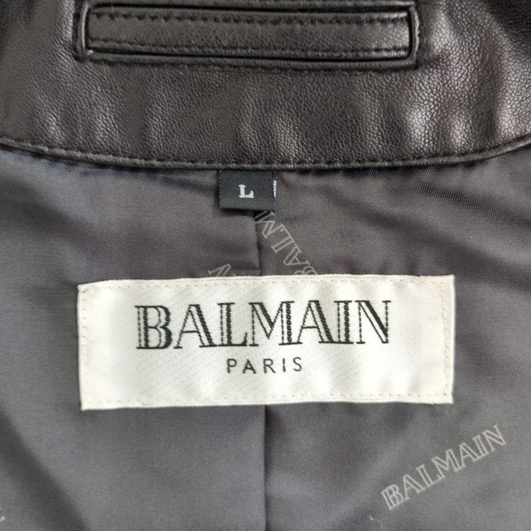 Balmain Lambskin Leather Car Coat Jacket in Black, Men's — image 4 of 6
