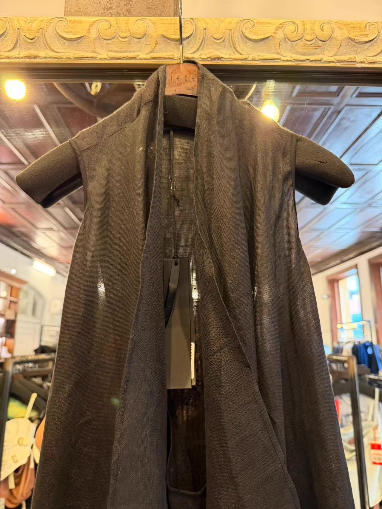 Masnada Masnada 16SS Women's black draped long linen vest Ｑ25 Size S / US 4 / IT 40 - 2 Thumbnail