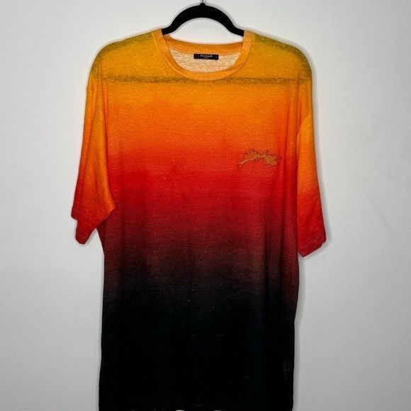 Balmain Balmain Sunset Ombre Crewneck Linen T-Shirt Orange Men’s Siz Size US XXL / EU 58 / 5 - 2 Thumbnail