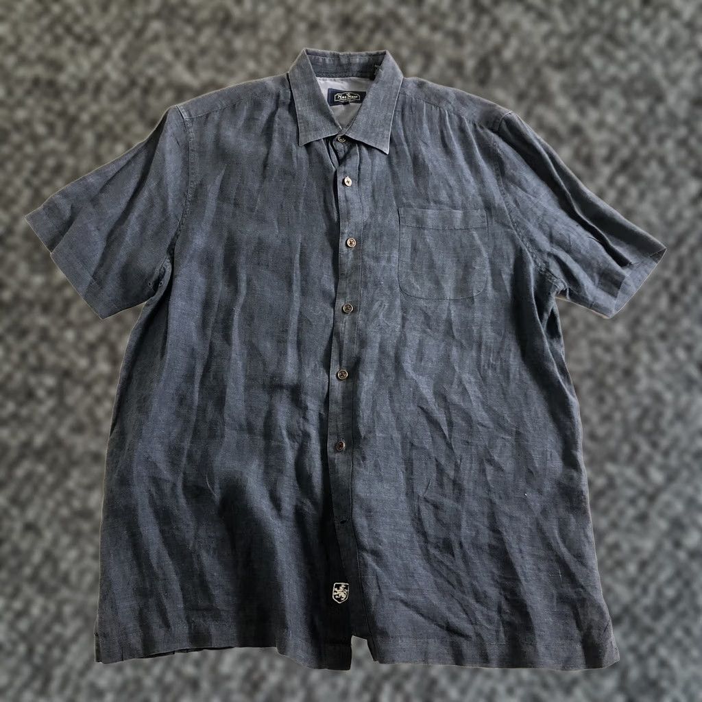 Nat Nast MENS Nat Nast Casual Shirt L 100% Linen Blue Solid Shirtsleeves Button-Up Long Sleeve Cotton? No, Linen solid. Size US L / EU 52-54 / 3 - 1 Thumbnail