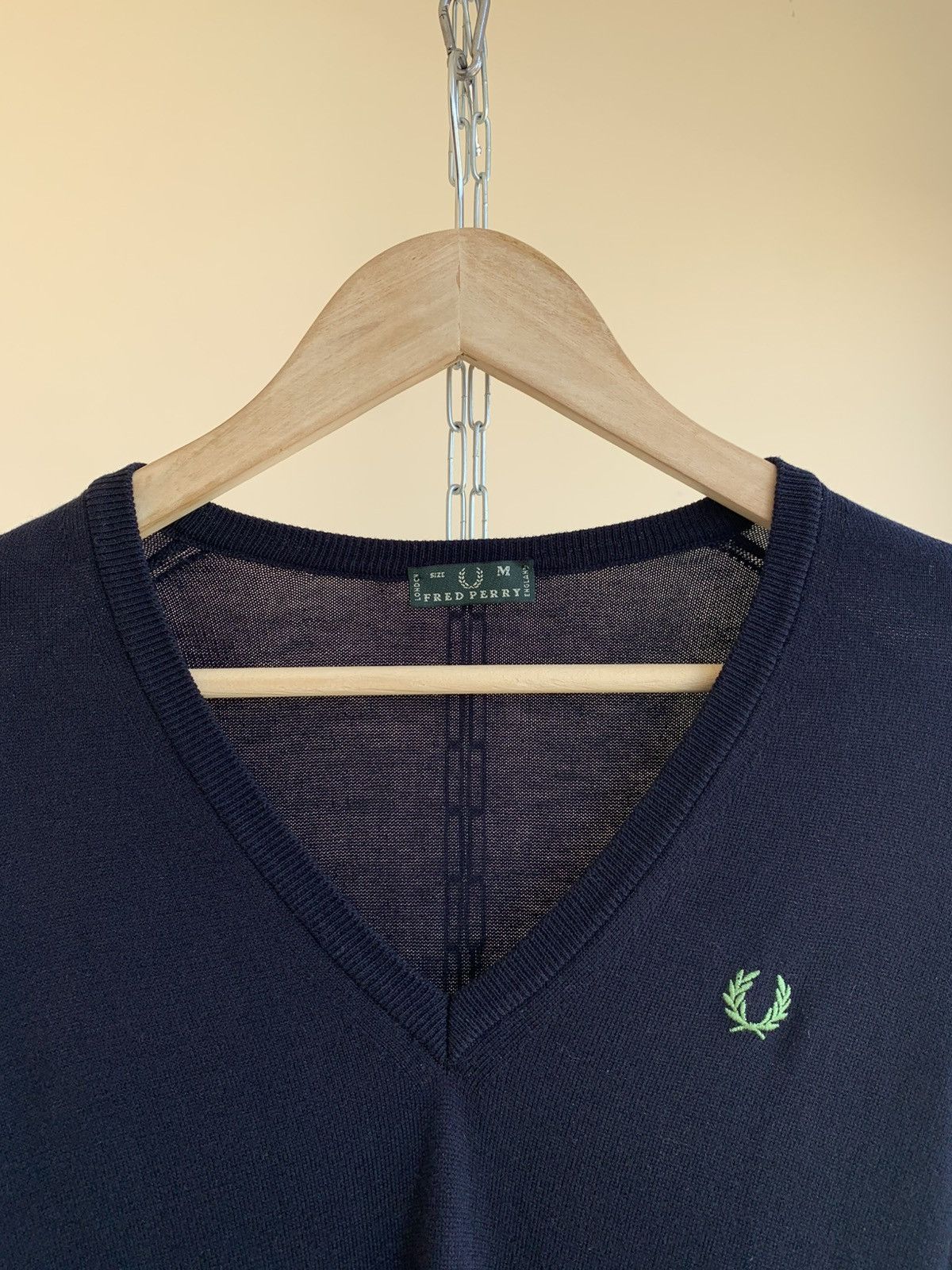 Fred Perry V-Neck Cotton Knit Pullover Jumper Sweater Made in Italy Size US M / EU 48-50 / 2 - 3 Thumbnail