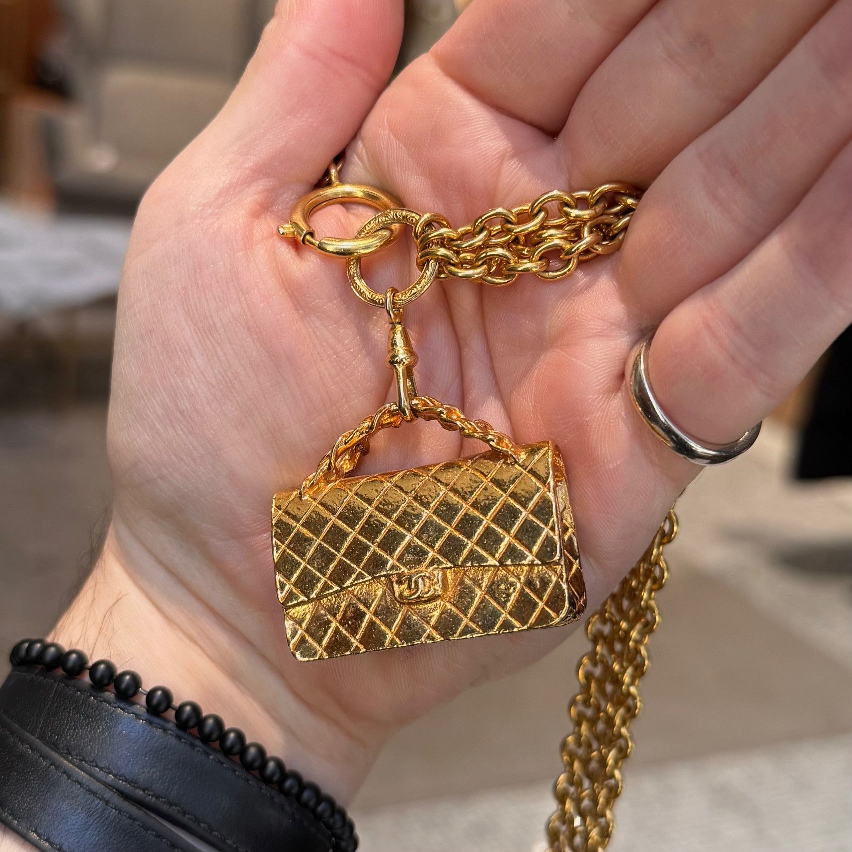 Chanel Chanel Vintage Gold Plated Bag Charm 3 Chains Necklace Belt Size ONE SIZE - 11 Thumbnail
