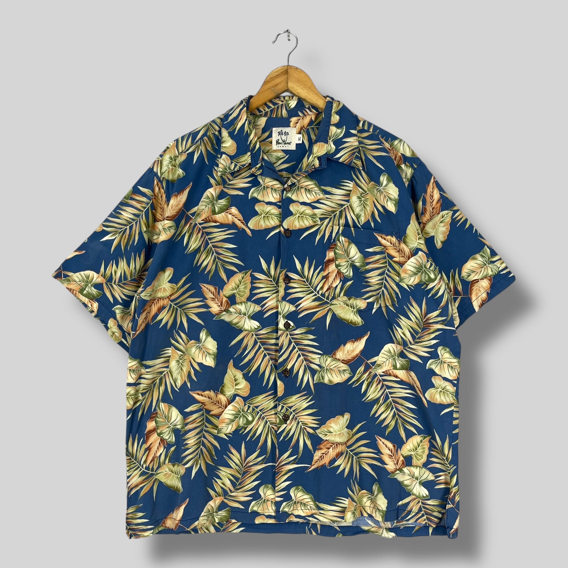 Tori Richard PAU HANA Hawaii Floral Leaves Motive Button Up Shirt Size US XL / EU 56 / 4 - 1 Thumbnail