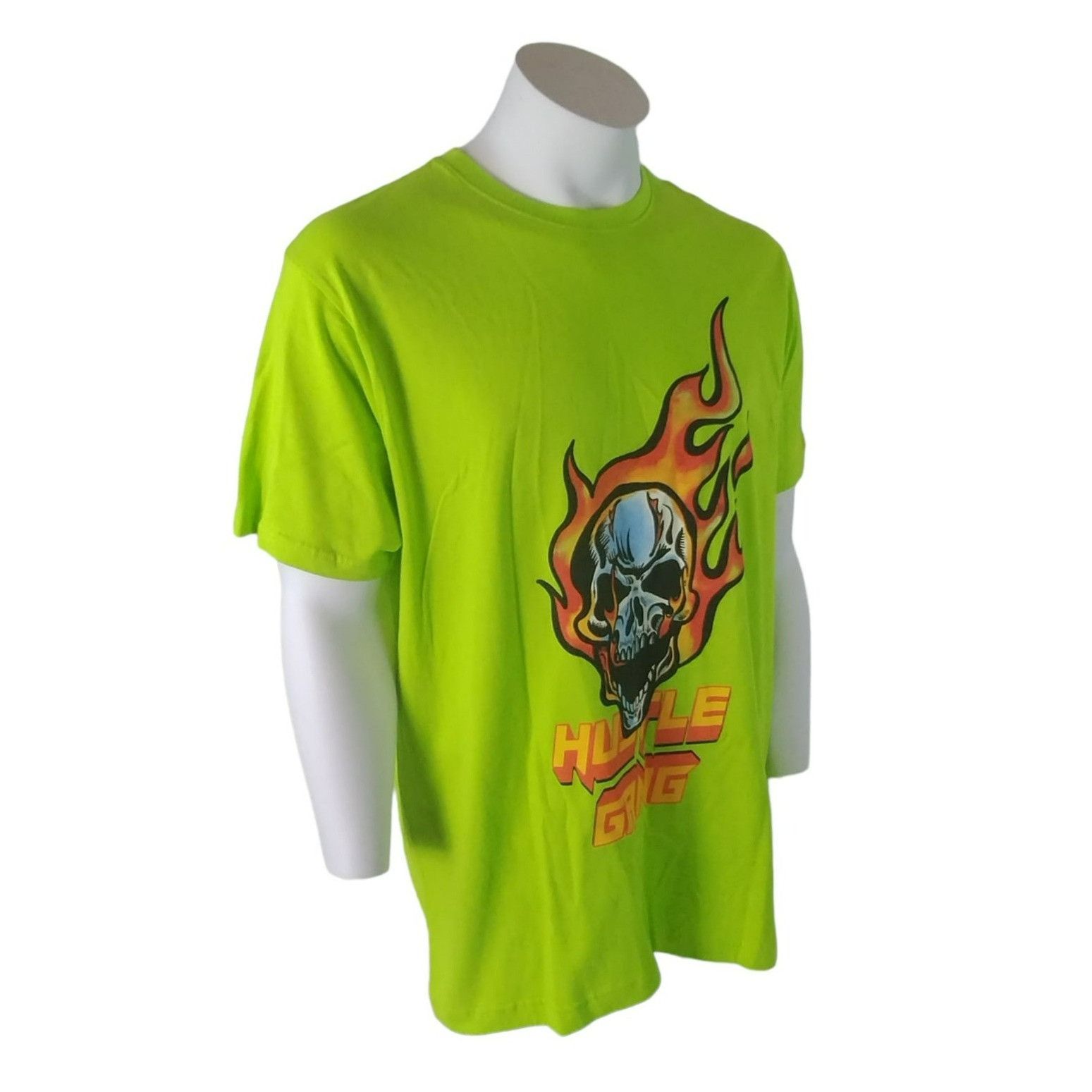 Hustle Gang Hustle Gang Mens XL Acid Lime Skull and Flames Graphic T-Shi Size US XL / EU 56 / 4 - 1 Thumbnail