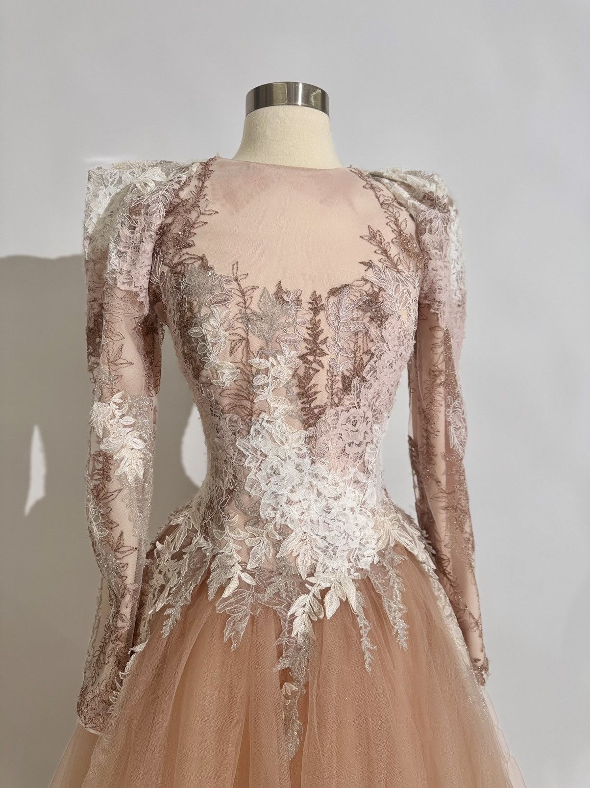 Other Brand New US 8 Gemy Maalouf Puff Sleeves Lacy Maxi Gown Size M / US 6-8 / IT 42-44 - 2 Thumbnail