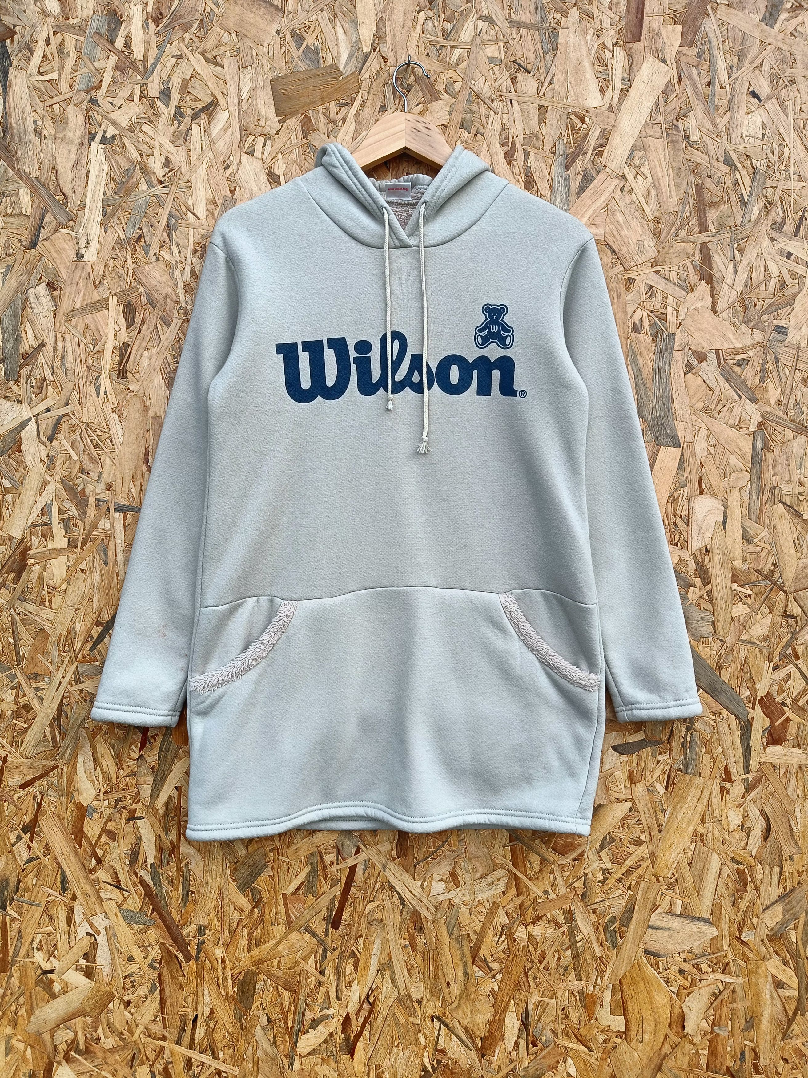 image of Vintage x Wilson Athletics VTG Wilson Spell Out Centre Logo Pull Over Hoodies in Cream, Women's (Si