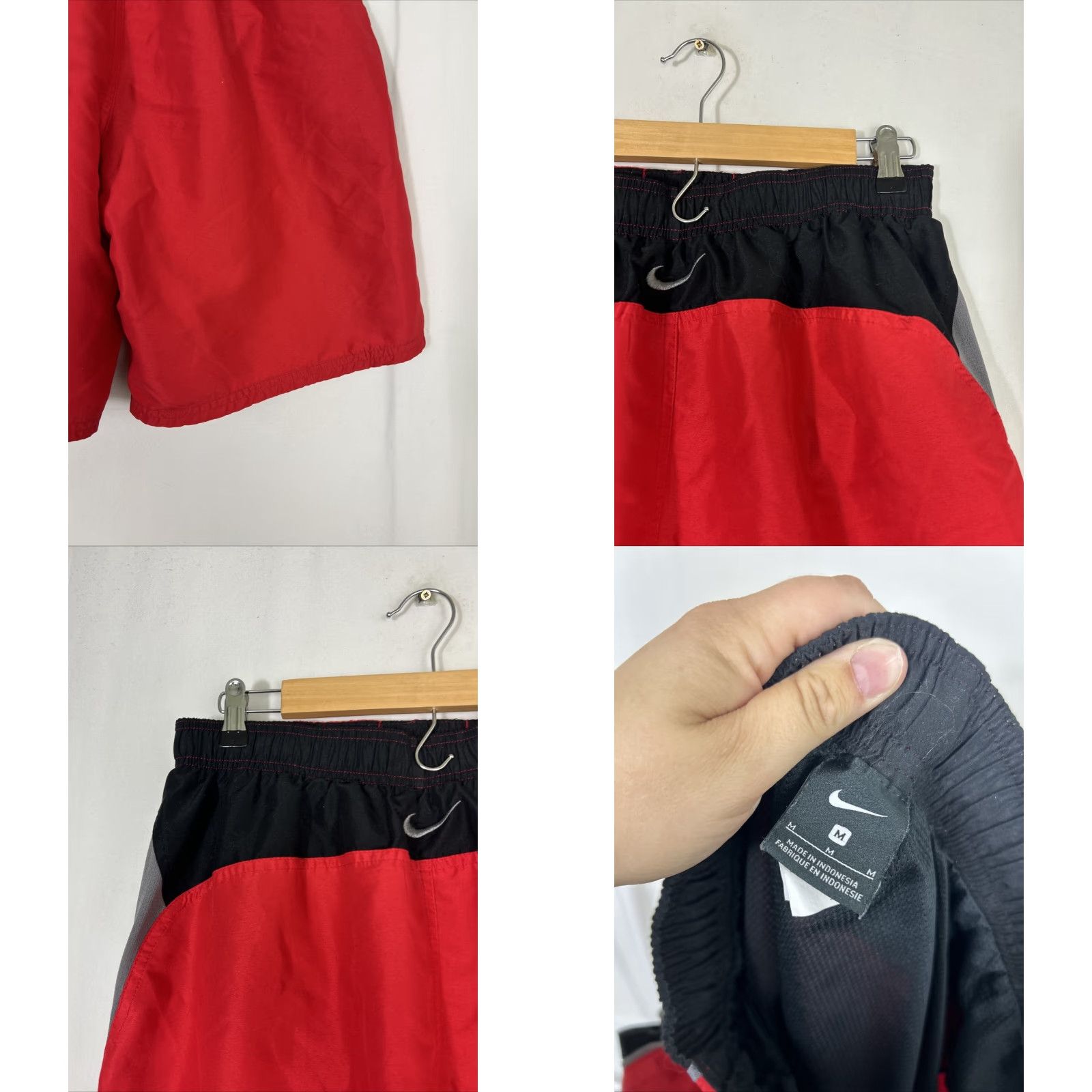 Nike Nike Board Shorts Men M Red Black Lined Swim Bottom 30x9" Size US 31 - 8 Thumbnail