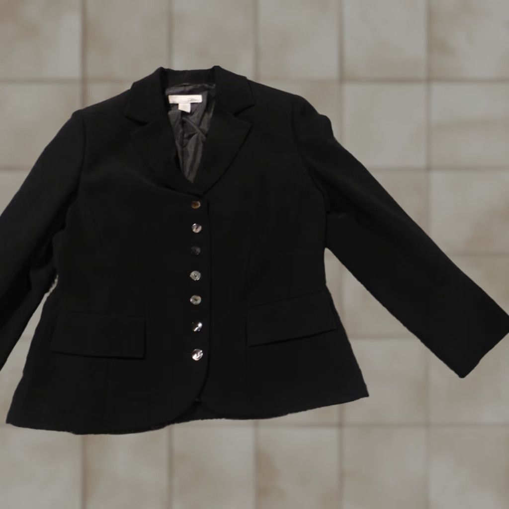 Vintage Chicos Blazer Jacket Black 2 Button Formal Mid-Length Long Sleeve Women Embroidered Polyester Lining Cotton Outer Shell Velvet? Size XS / US 0-2 / IT 36-38 - 1 Thumbnail