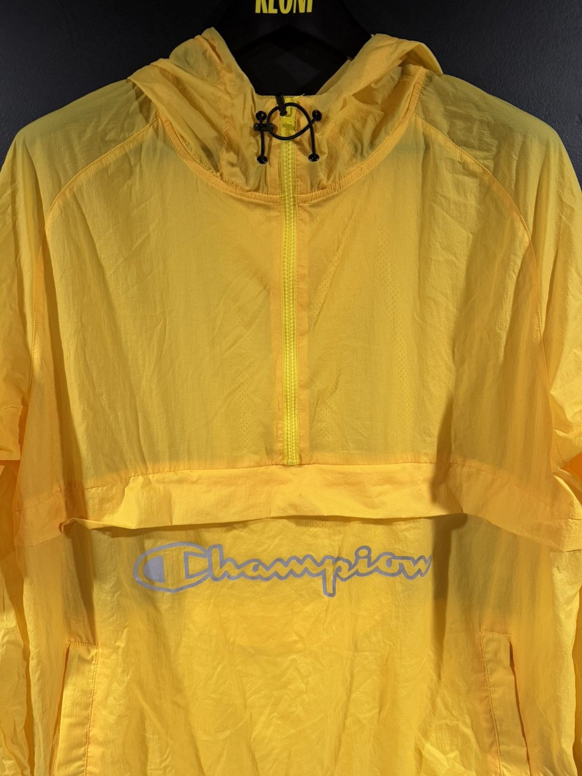 Vintage 2010s Vintage Champion Yellow Nylon Hooded Windbreaker XL Size US XL / EU 56 / 4 - 2 Thumbnail