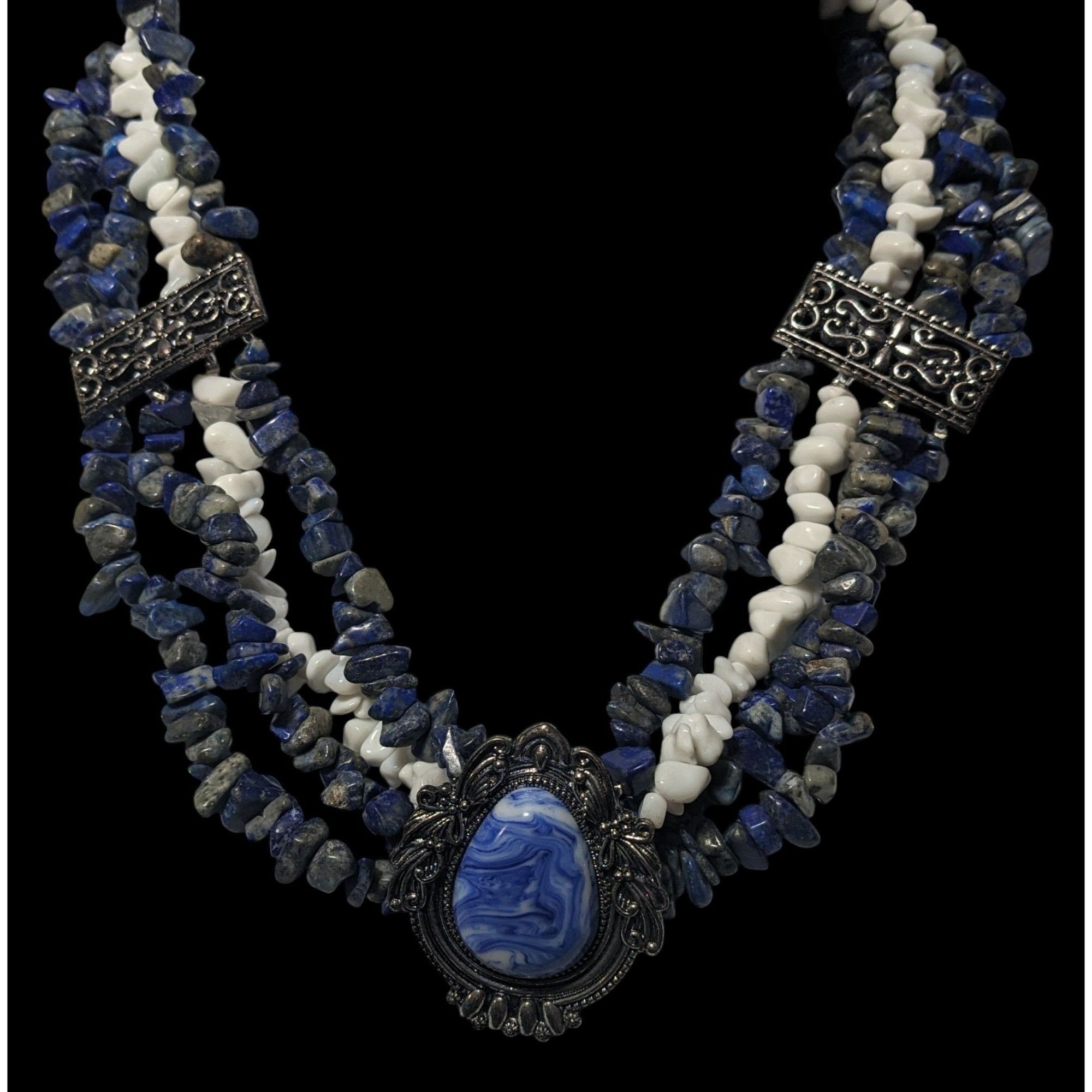Other Vintage Novadab Blue And White Stone Chip Sodalite Chunky Ne Size ONE SIZE - 2 Thumbnail