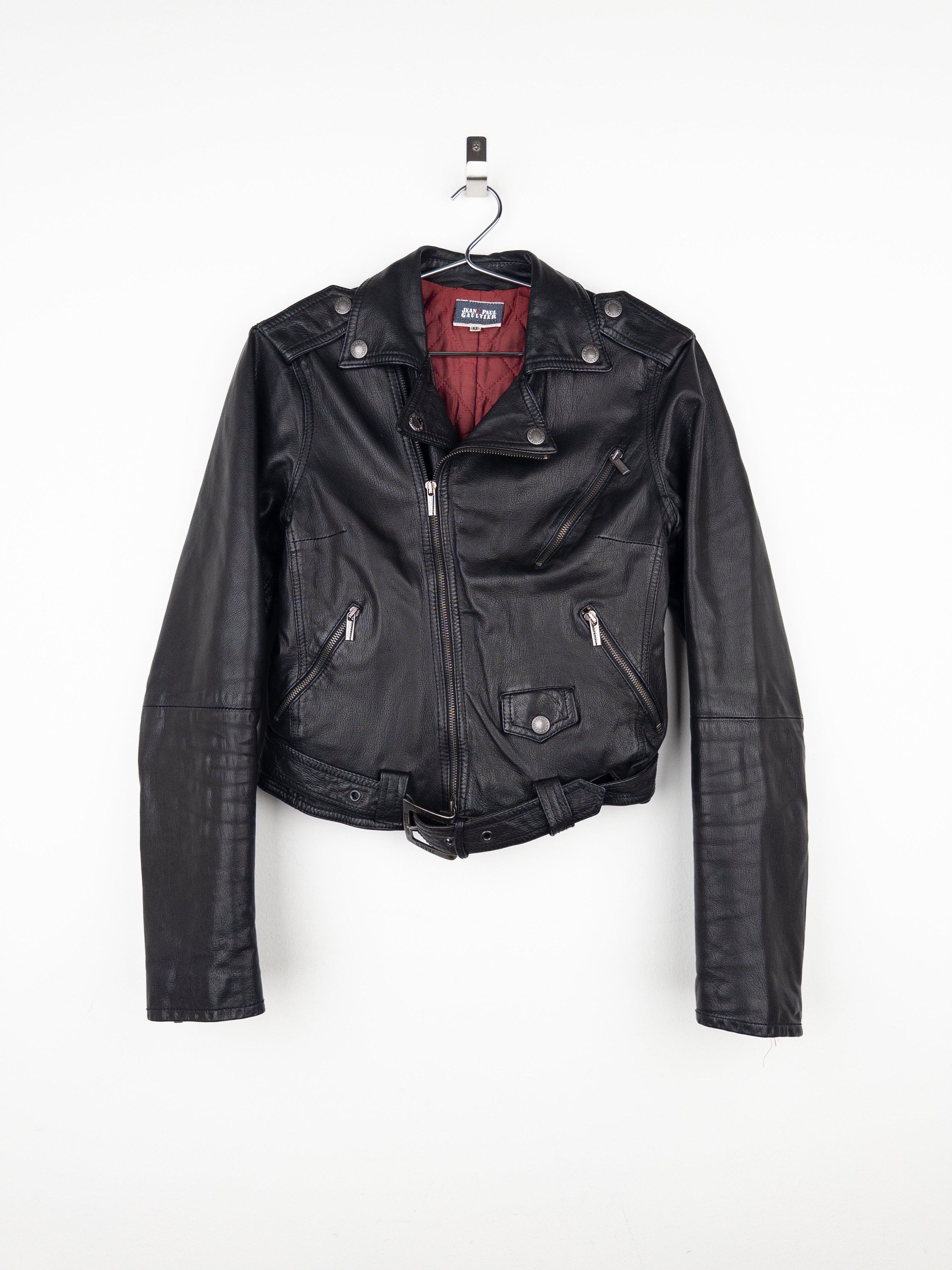 Jean Paul Gaultier 1990s Cropped Perfecto Leather Biker Jacket Size M / US 6-8 / IT 42-44 - 1 Thumbnail