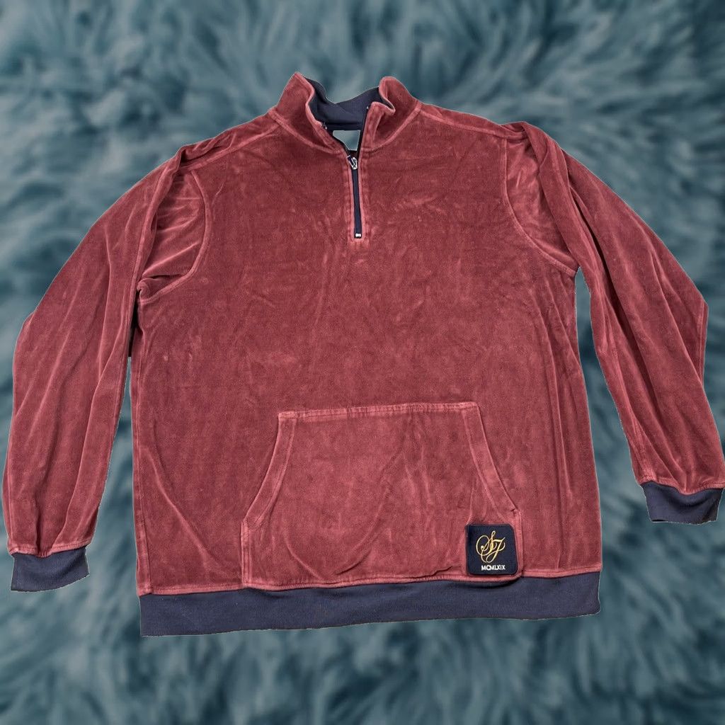 Sean John VINTAGE Sean John Sweatshirt Pullover Velour Burgundy Pockets Men L 90s Y2K Zip Embroidered Logo Size US L / EU 52-54 / 3 - 1 Thumbnail