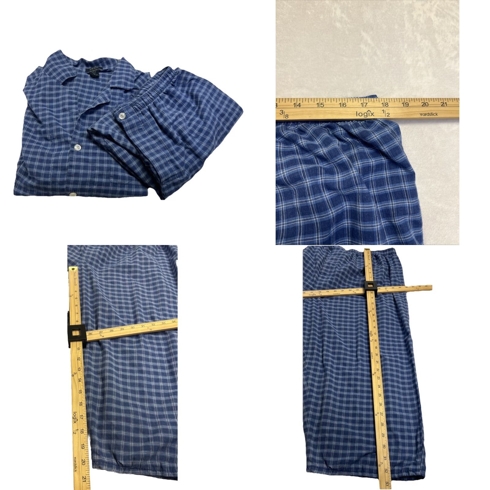 Izod IZOD Men's Pajama Set XL Blue Plaid Button Front Top Lounge Pants Sleepwear Size US XL / EU 56 / 4 - 9 Thumbnail