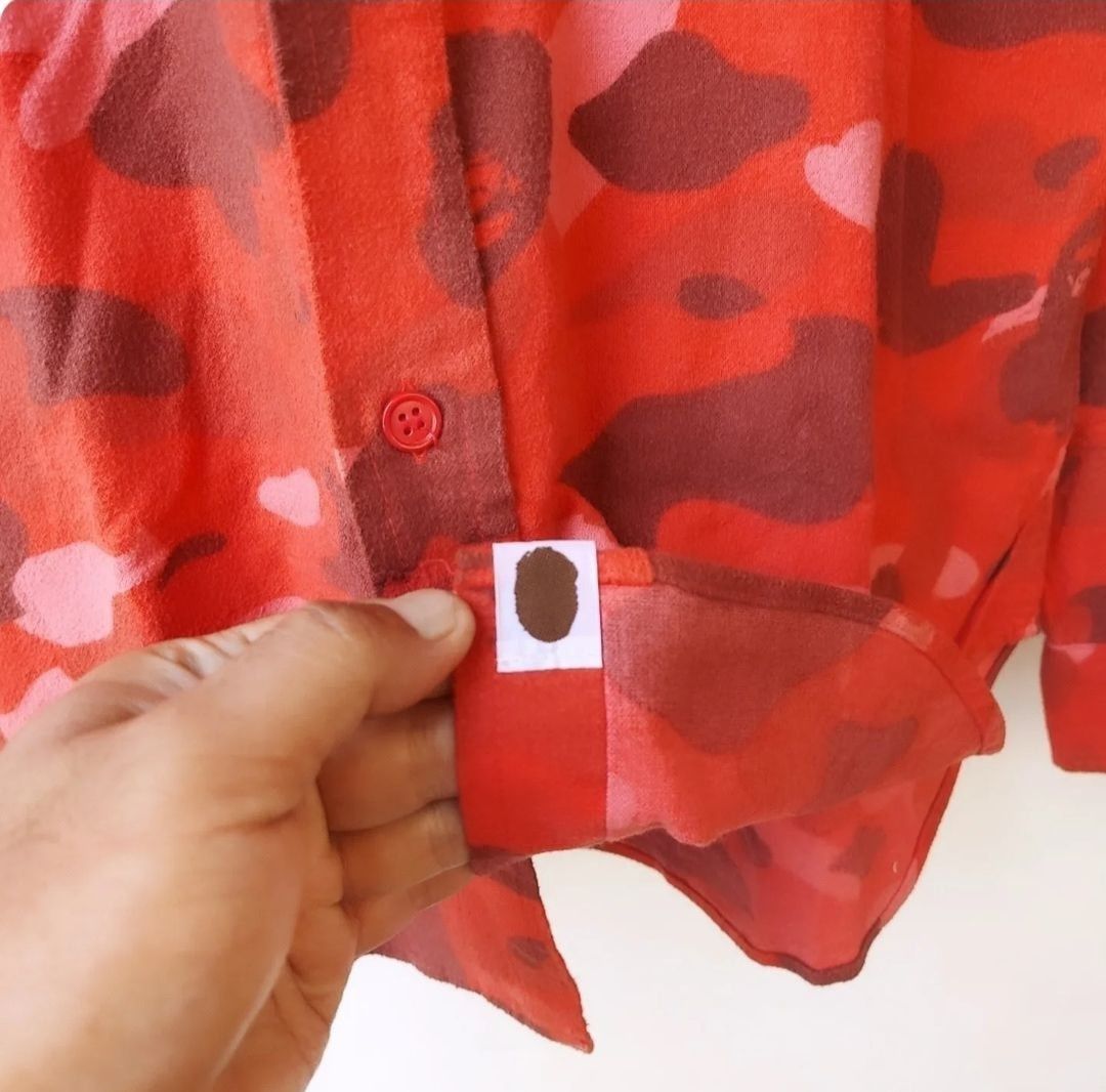 Bape Vintage BAPE Red Camo Long Sleeve Button Shirt Size US M / EU 48-50 / 2 - 8 Thumbnail