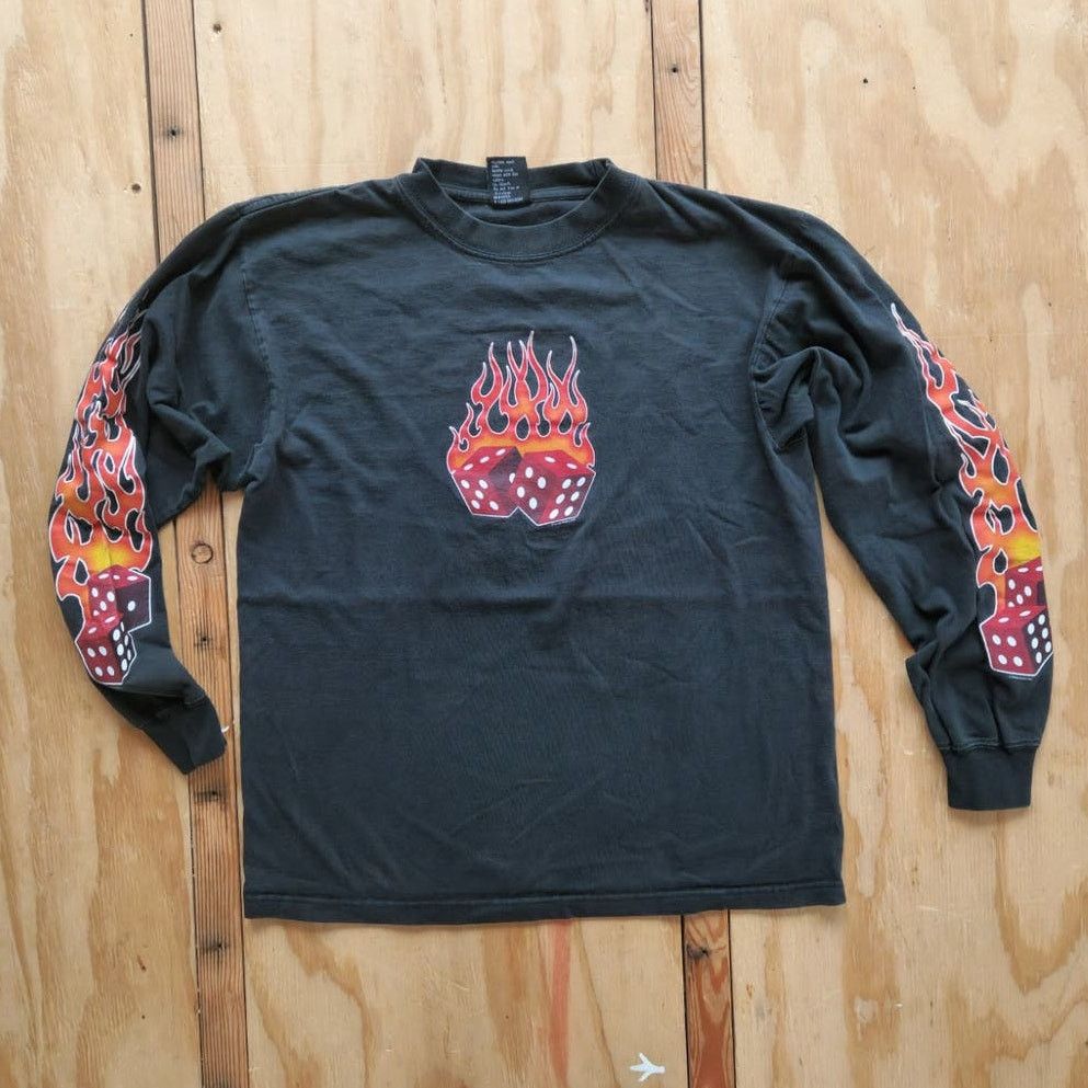 Vintage Vintage Bikers Den Flames Dice Double Sided Shirt Grunge Y2k Size M / US 6-8 / IT 42-44 - 2 Thumbnail