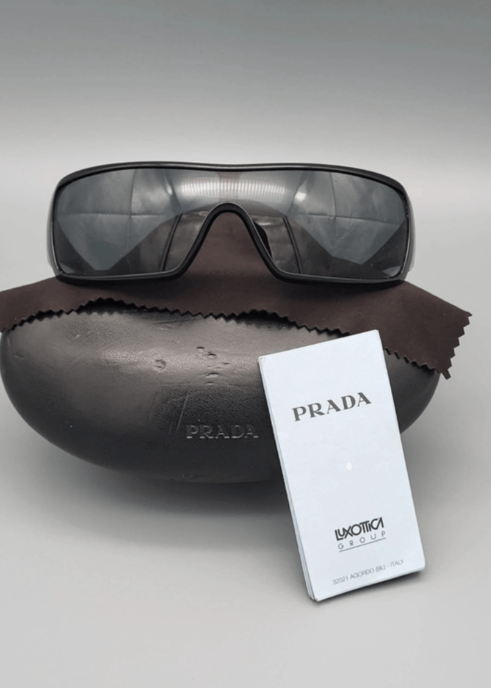 PRADA Sunglasses Rimless Sport Metal Frame Shield Wrap