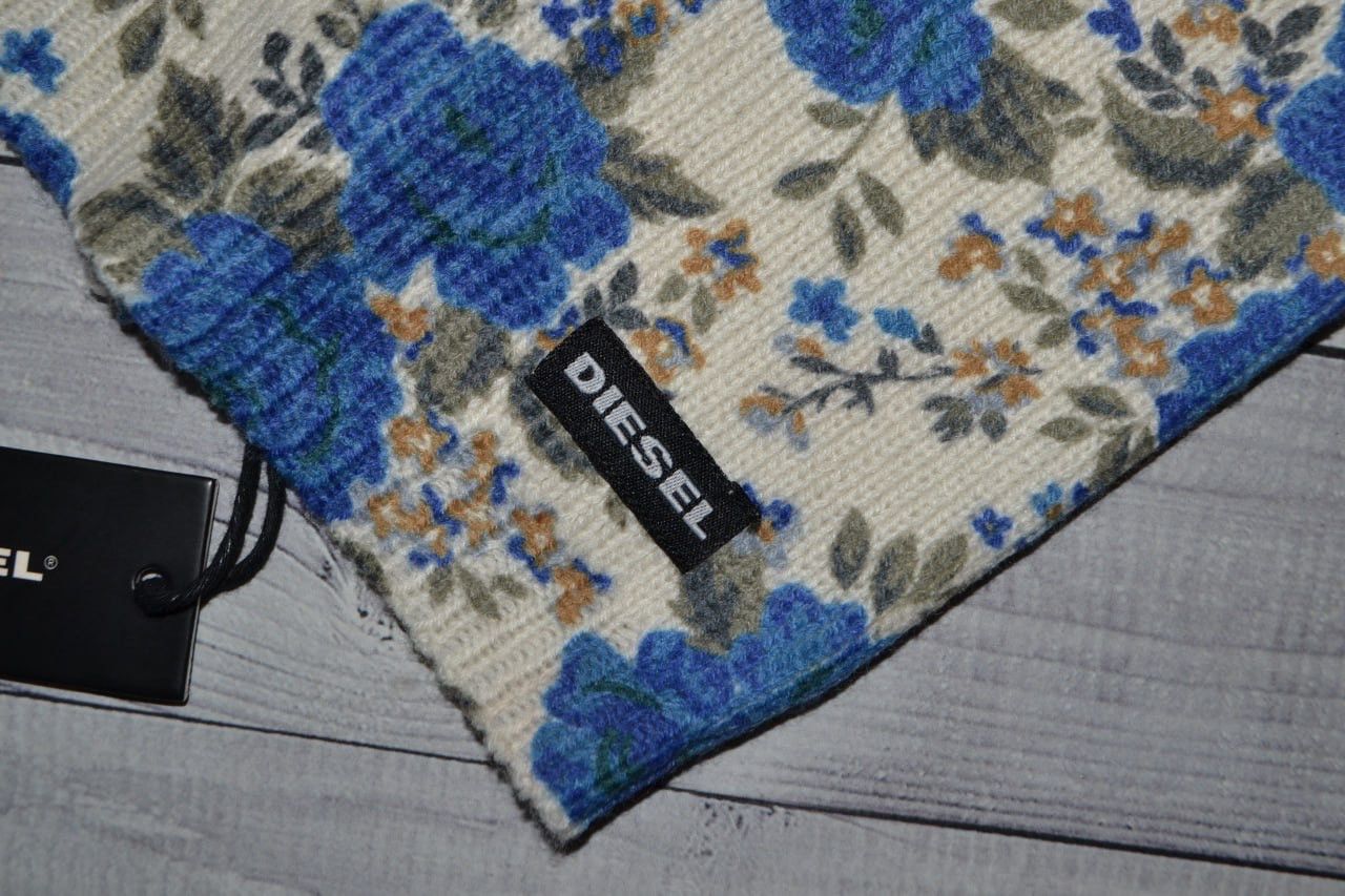 Diesel New Diesel Women’s Hat Knit Floral Blue Size OS Size ONE SIZE - 4 Thumbnail