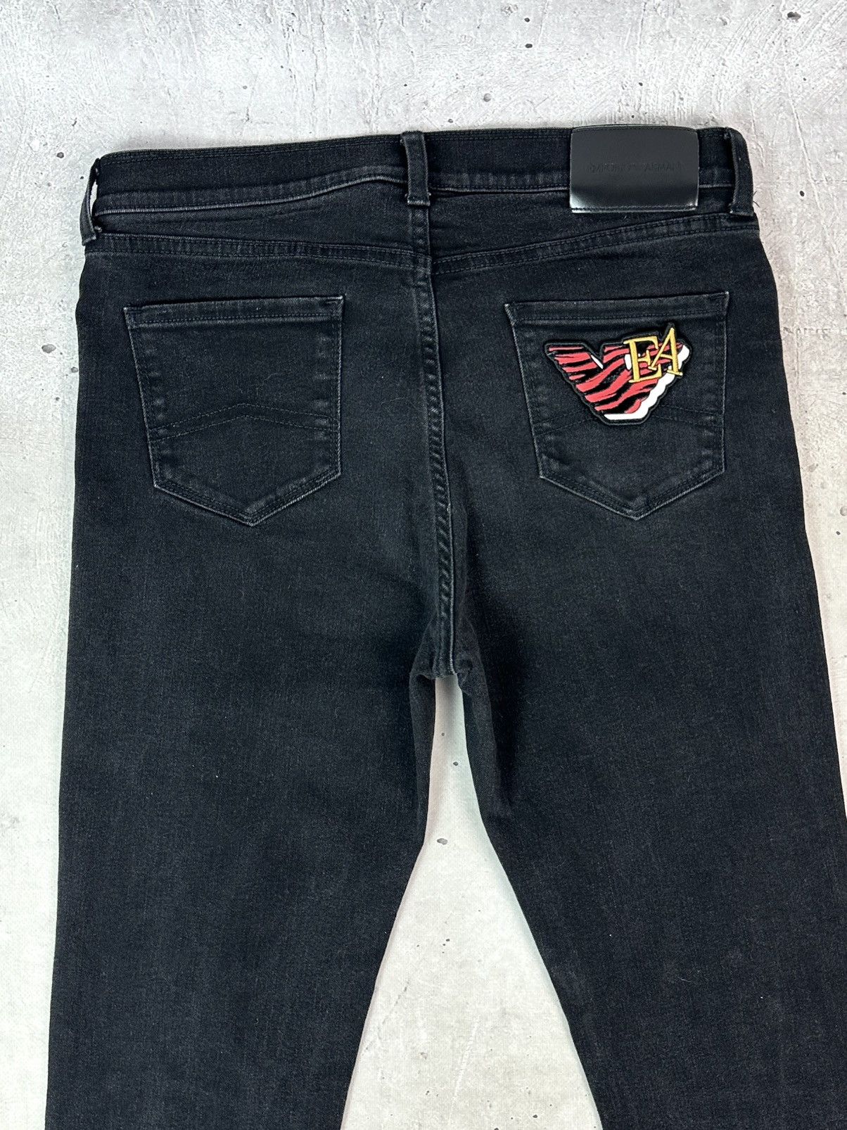 Emporio Armani Emporio Armani Slim-Fit Black Cotton Logo Women’s Jeans Size 29" - 10 Thumbnail