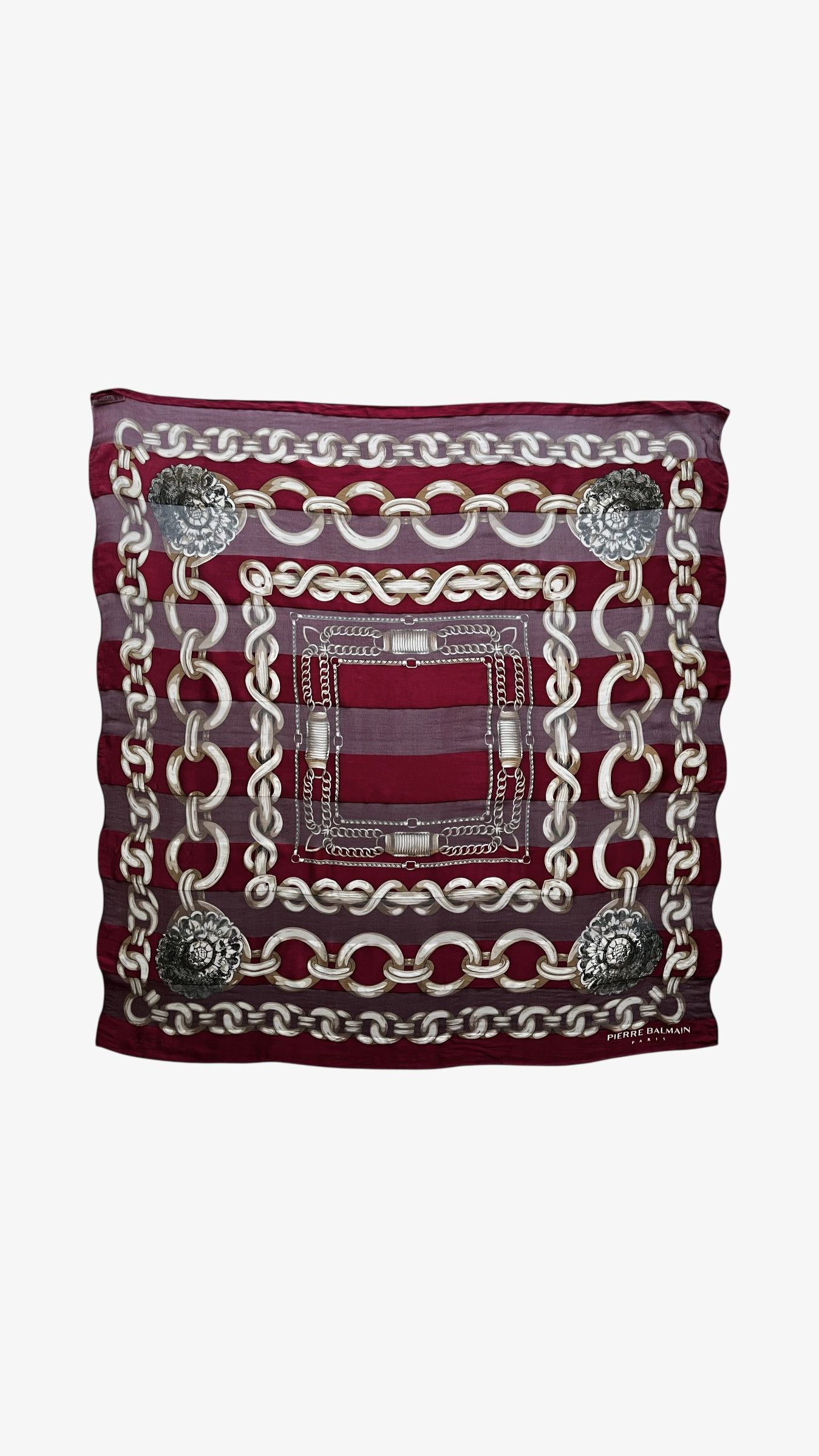 Balmain Vintage 80s Pierre Balmain Medallion Chain Print Silk Scarf Size ONE SIZE - 1 Thumbnail