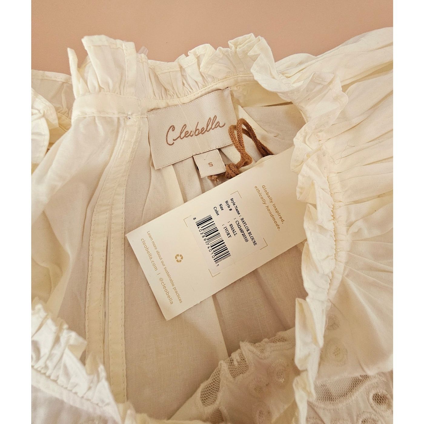 Cleobella Cleobella Women's Organic Cotton Ivory Baylor Blouse S Size S / US 4 / IT 40 - 11 Thumbnail