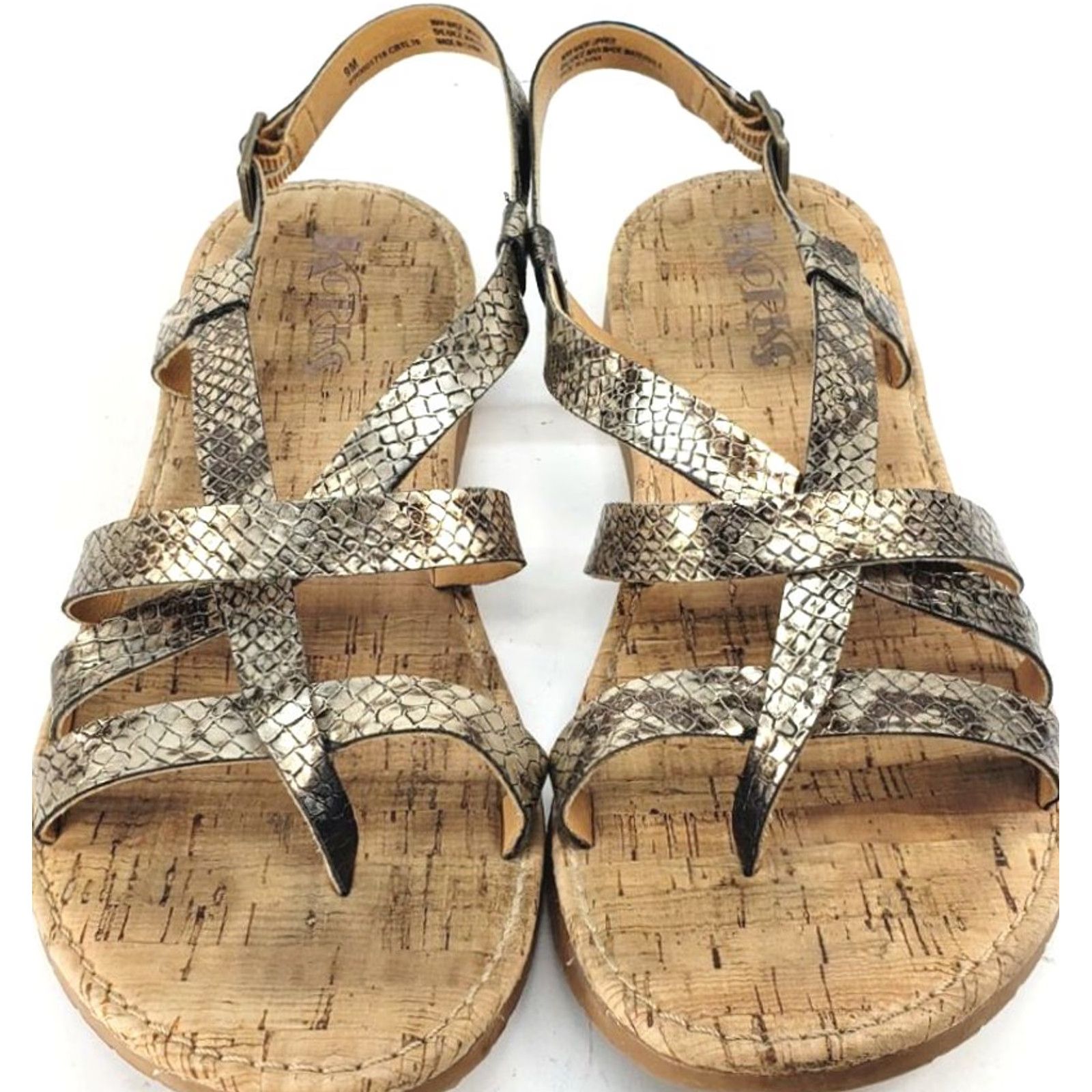 Vintage Korks Felicity Strappy Flat Bonze Snake Print Sandals Women's Size 9M Size US 9 / IT 39 - 3 Thumbnail