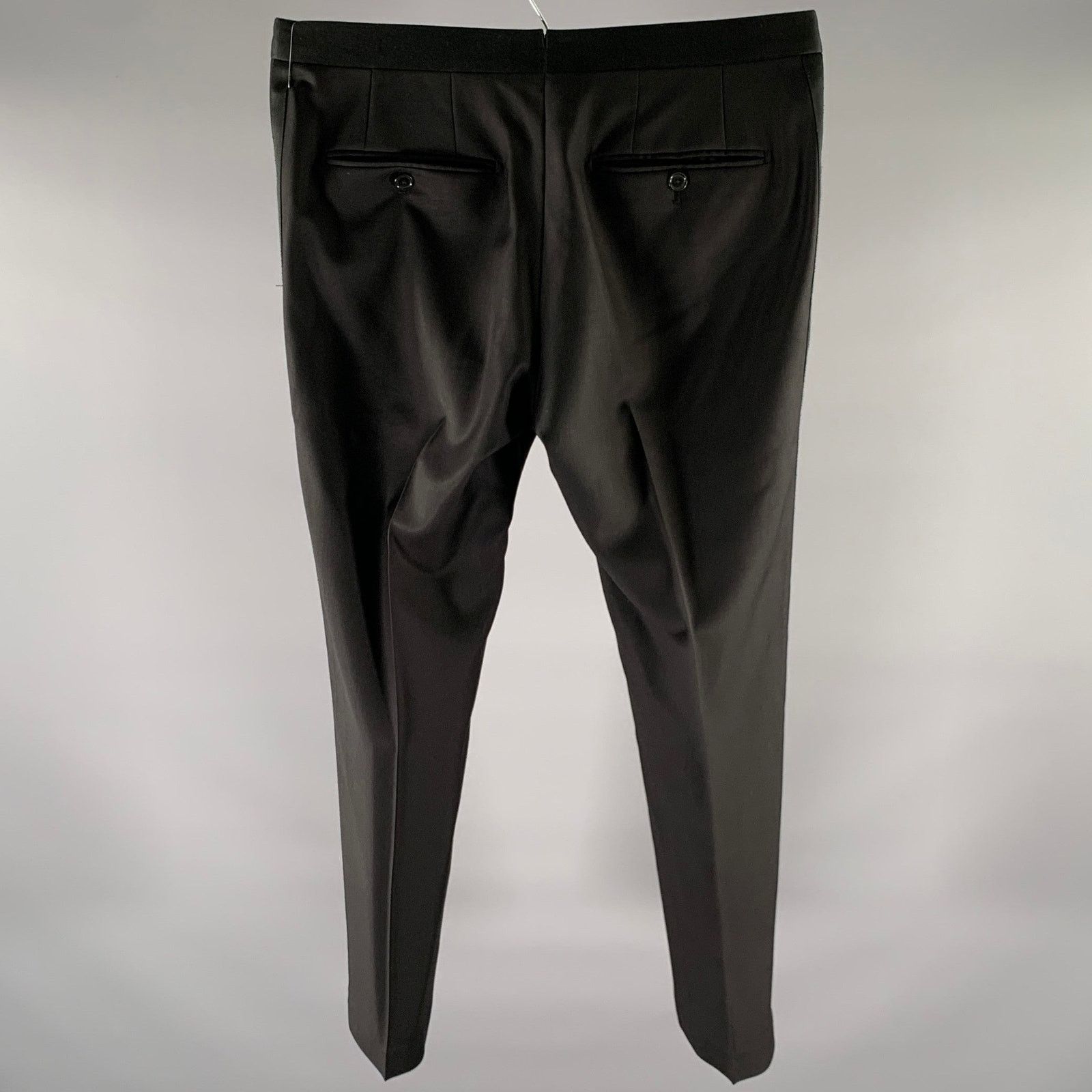 Lardini LARDINI Size 32 Black Wool Tuxedo Dress Pants Size US 32 / EU 48 - 2 Thumbnail
