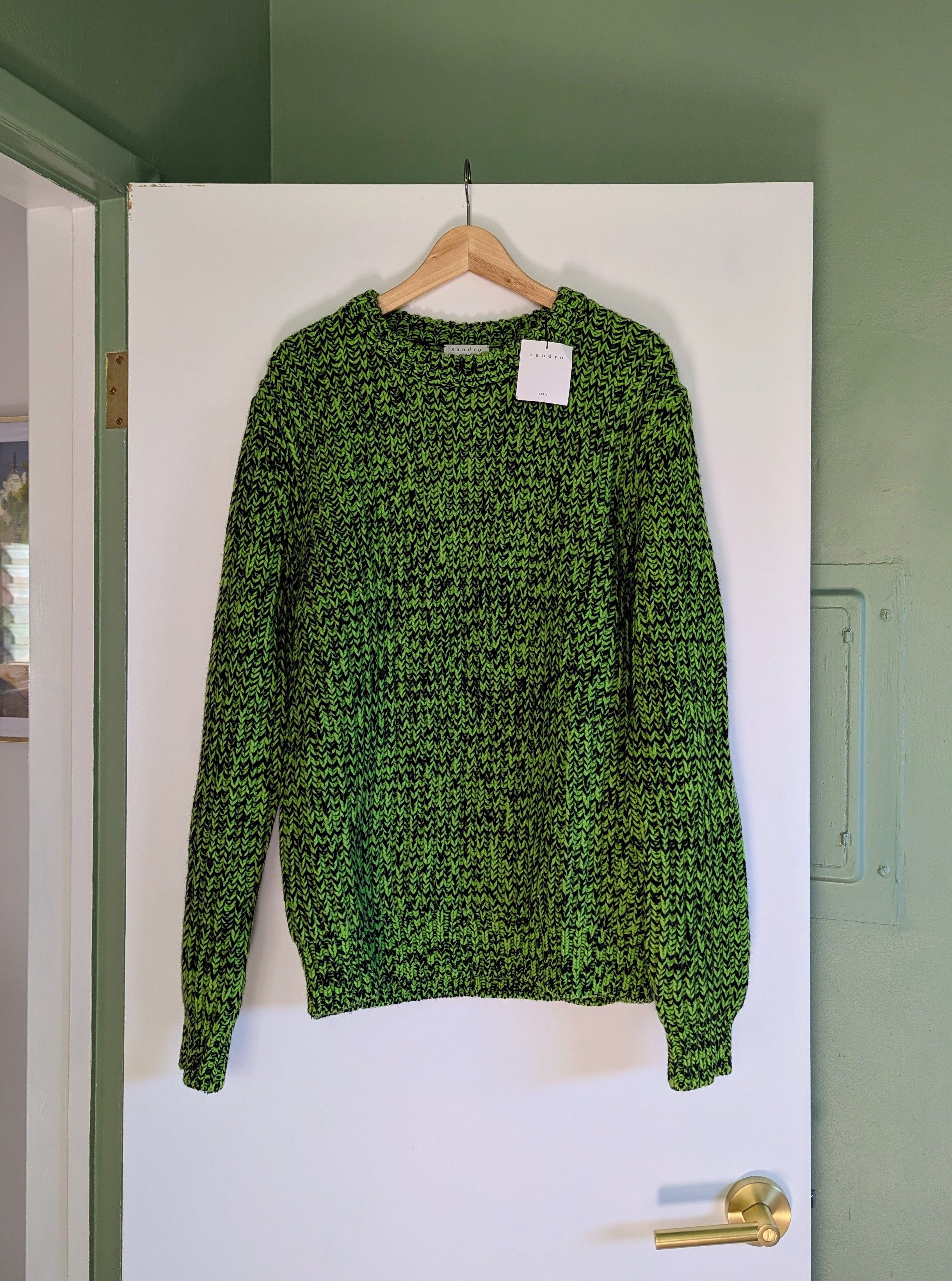 Sandro SANDRO Acid Green Marled Wool Sweater NWT Size XL Size US XL / EU 56 / 4 - 11 Thumbnail