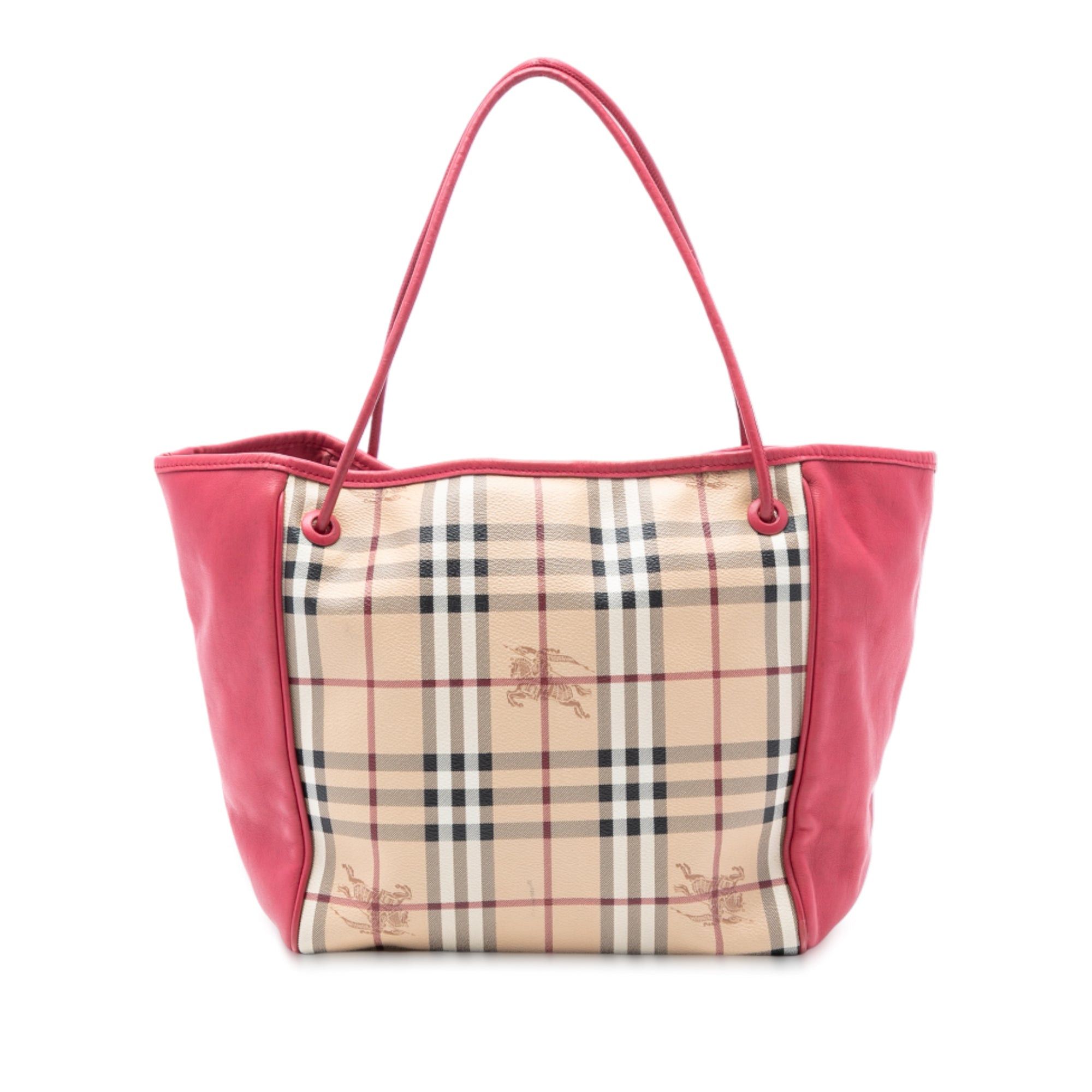 Burberry Small Leather Trimmed Haymarket Check Coated Canvas Canterbury Tote Size ONE SIZE - 1 Thumbnail