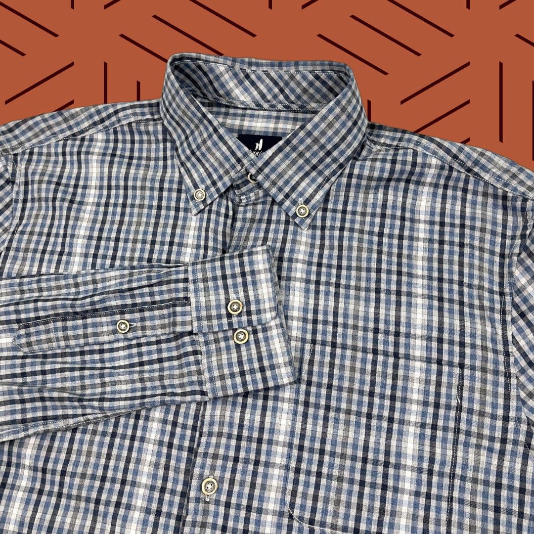 johnnie-O johnnie-O Matthew Shirt Mens M Blue Plaid Button-Down Casual Shirt Size US M / EU 48-50 / 2 - 1 Thumbnail