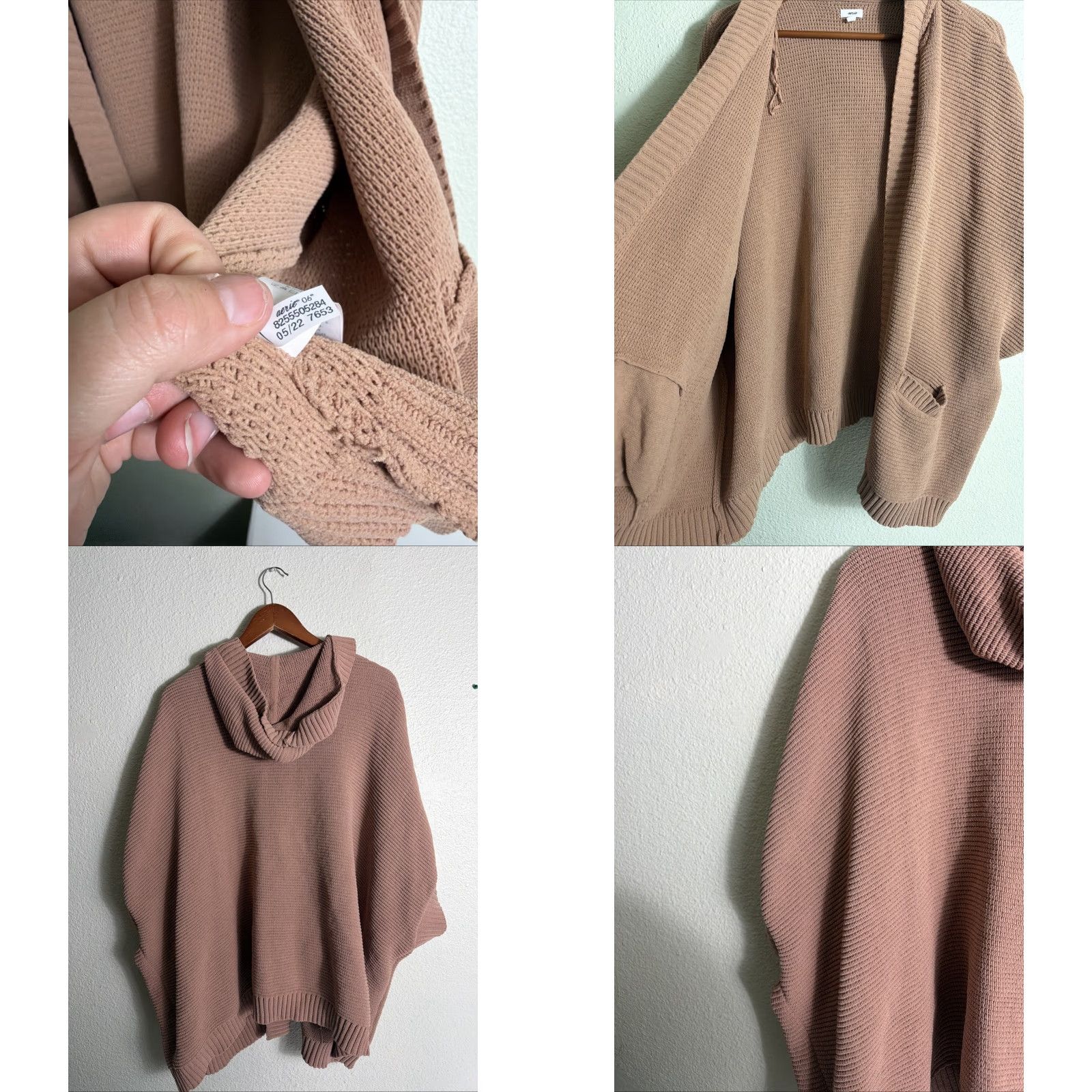 Vintage Aerie Cardigan Shirt Womens Sleeveless Hooded Taupe Pockets XL Beige Polyester Size XL / US 12-14 / IT 48-50 - 8 Thumbnail