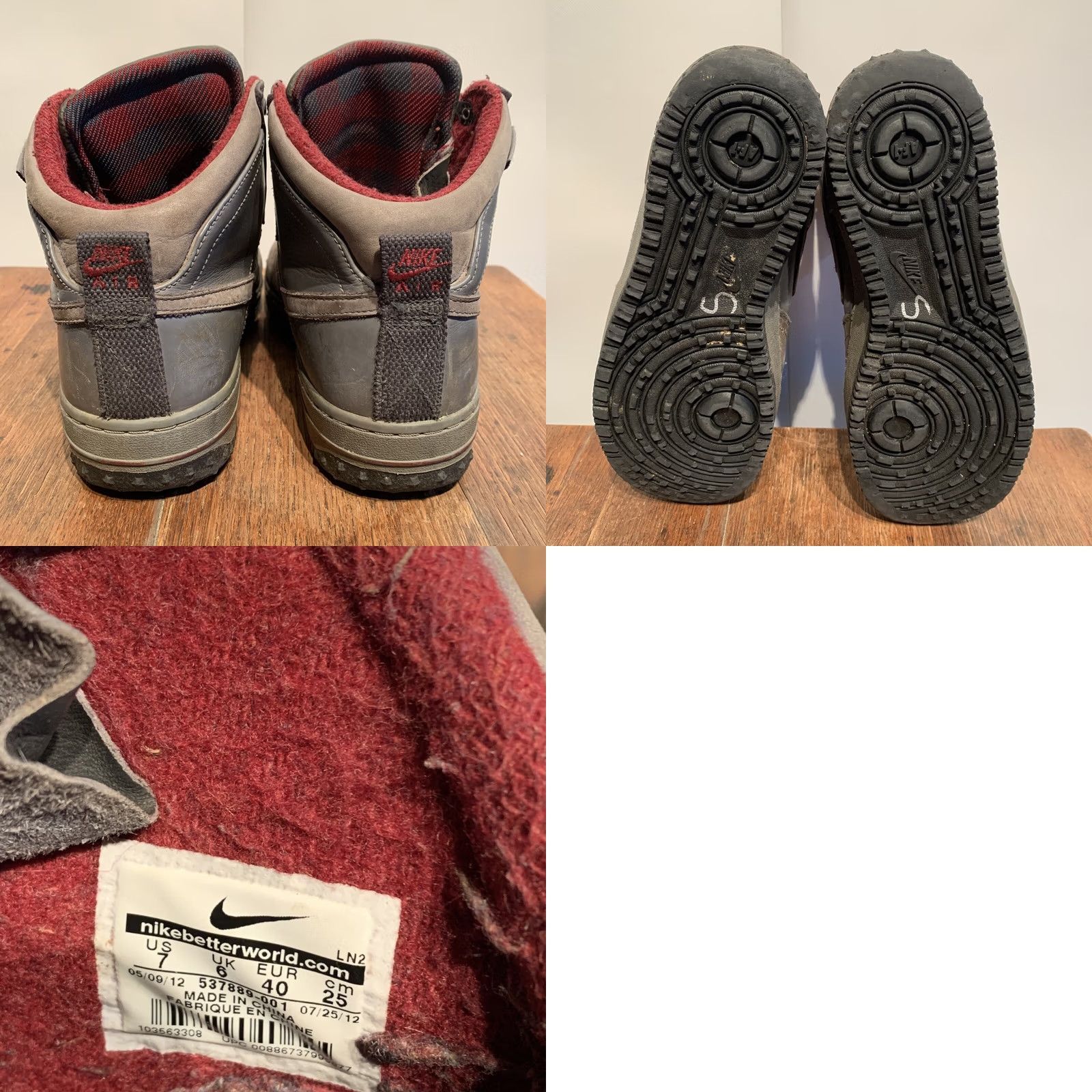Nike Nike Air Force 1 High Men’s Sz 7 Cool Gray 537889-001 2012 Hiking Military Boot Sneakers Size US 7 / EU 40 - 8 Thumbnail