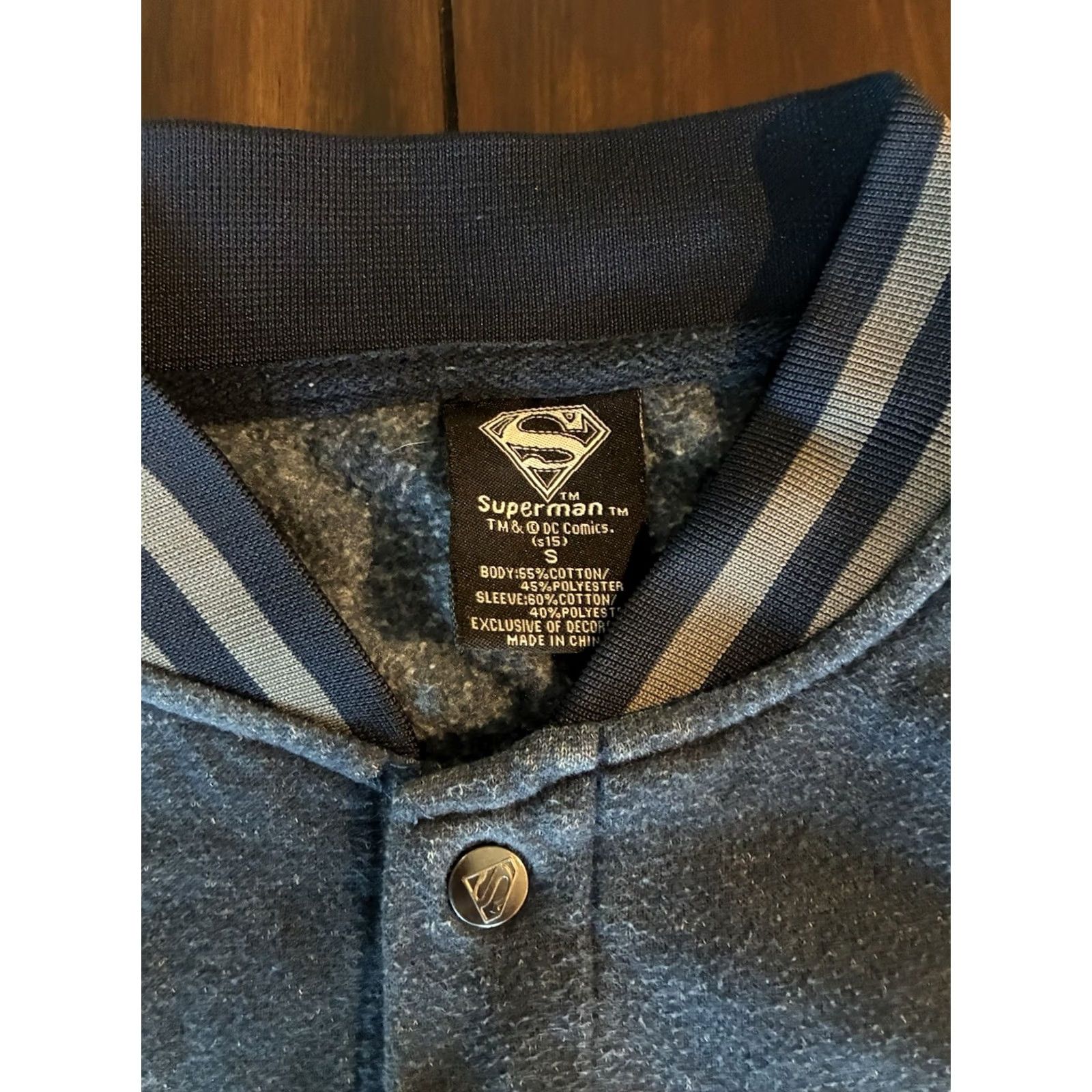 Vintage VINTAGE Superman Jacket Mens Small Blue Gray Snap Buttons Bomber Jacket Size US S / EU 44-46 / 1 - 3 Thumbnail