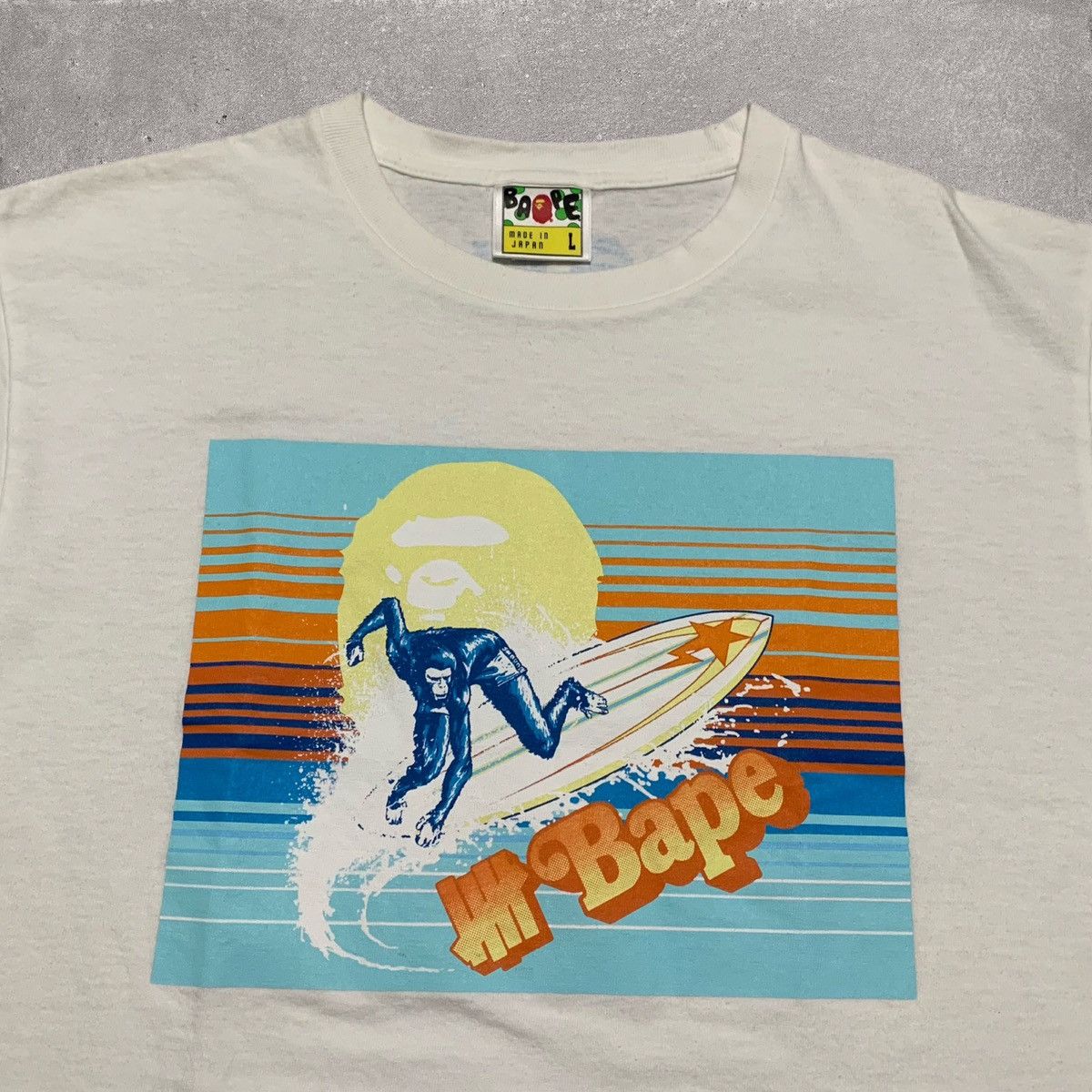 Bape Bape Large Undefeated Surfing Ape Head White A Bathing Tee Size US L / EU 52-54 / 3 - 3 Thumbnail
