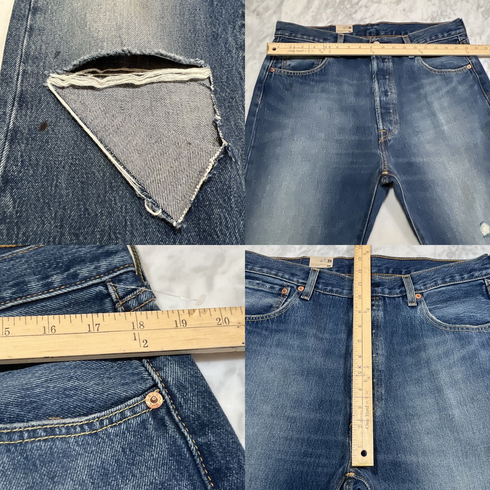 Levi's Levi’s 501 ‘93 Straight Jeans Men 36x34 Blue Button Fly Thrashed Faded NWT Size US 36 / EU 52 - 9 Thumbnail