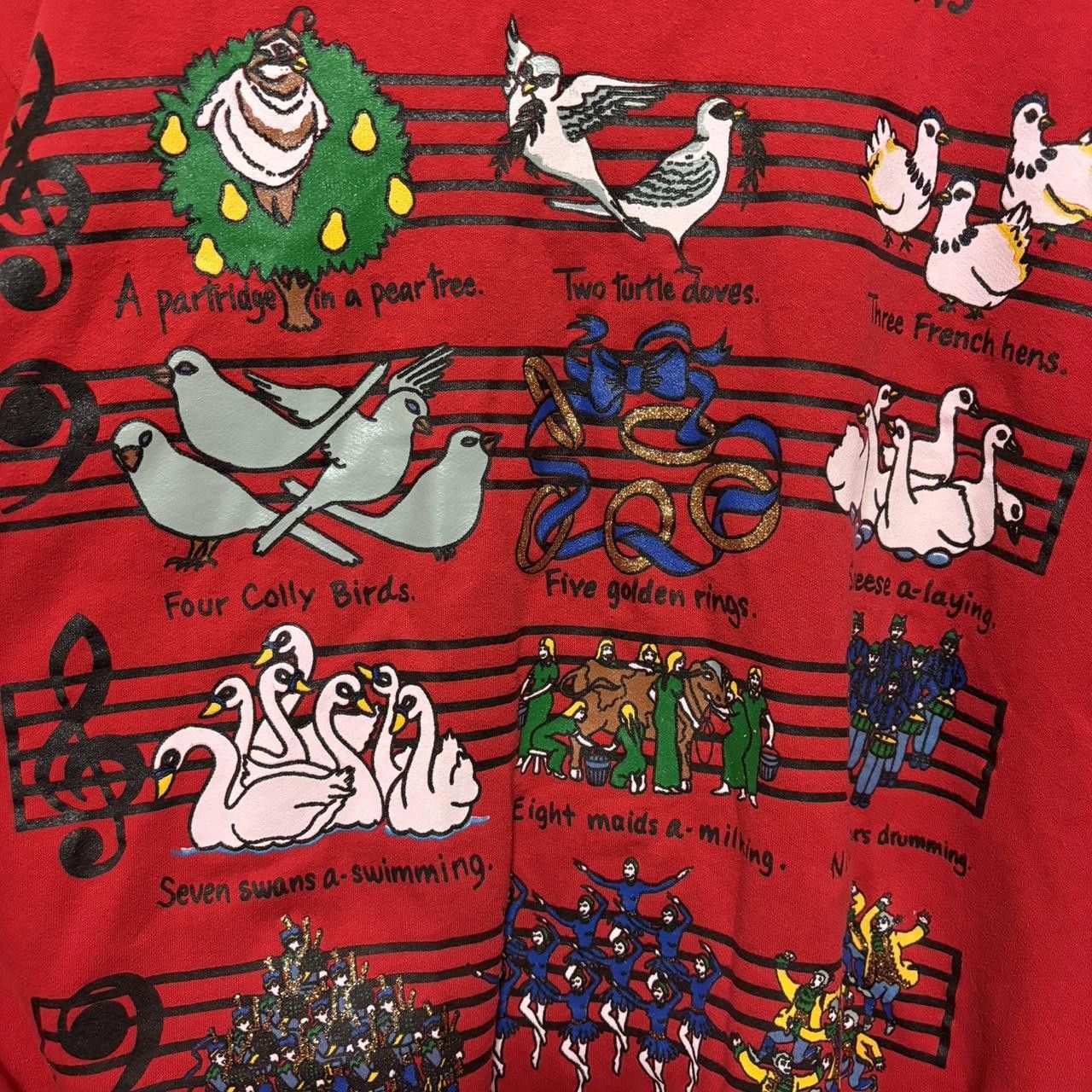 Vintage Vintage 90s 12 days of Christmas Red Sweatshirt Size ONE SIZE - 2 Thumbnail