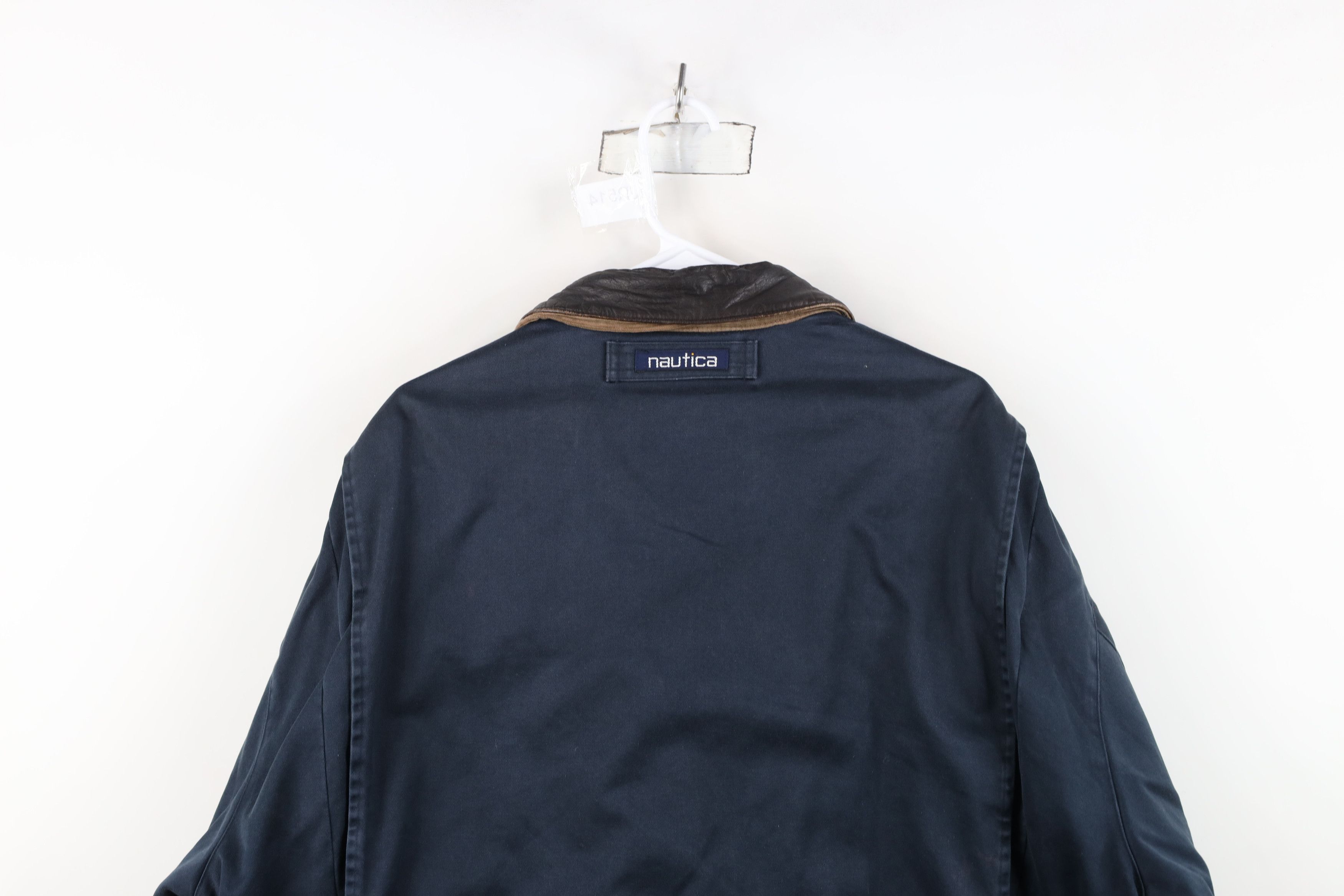 Nautica Vintage 90s Nautica Quilted Leather Collar Chore Barn Jacket Size US L / EU 52-54 / 3 - 14 Thumbnail